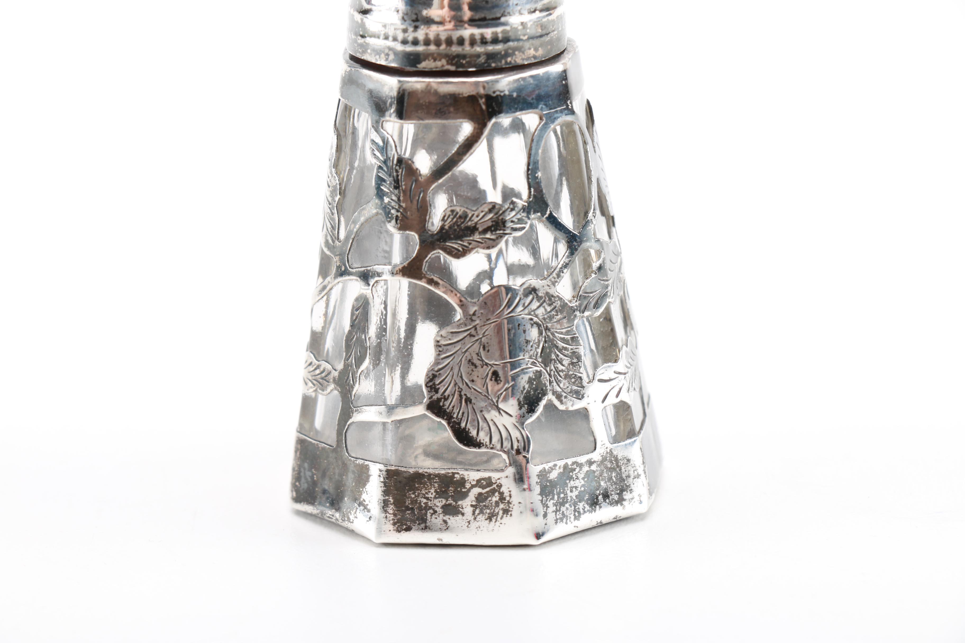 Jose Marmolejos Mexican Sterling and Glass Salt and Pepper Shakers