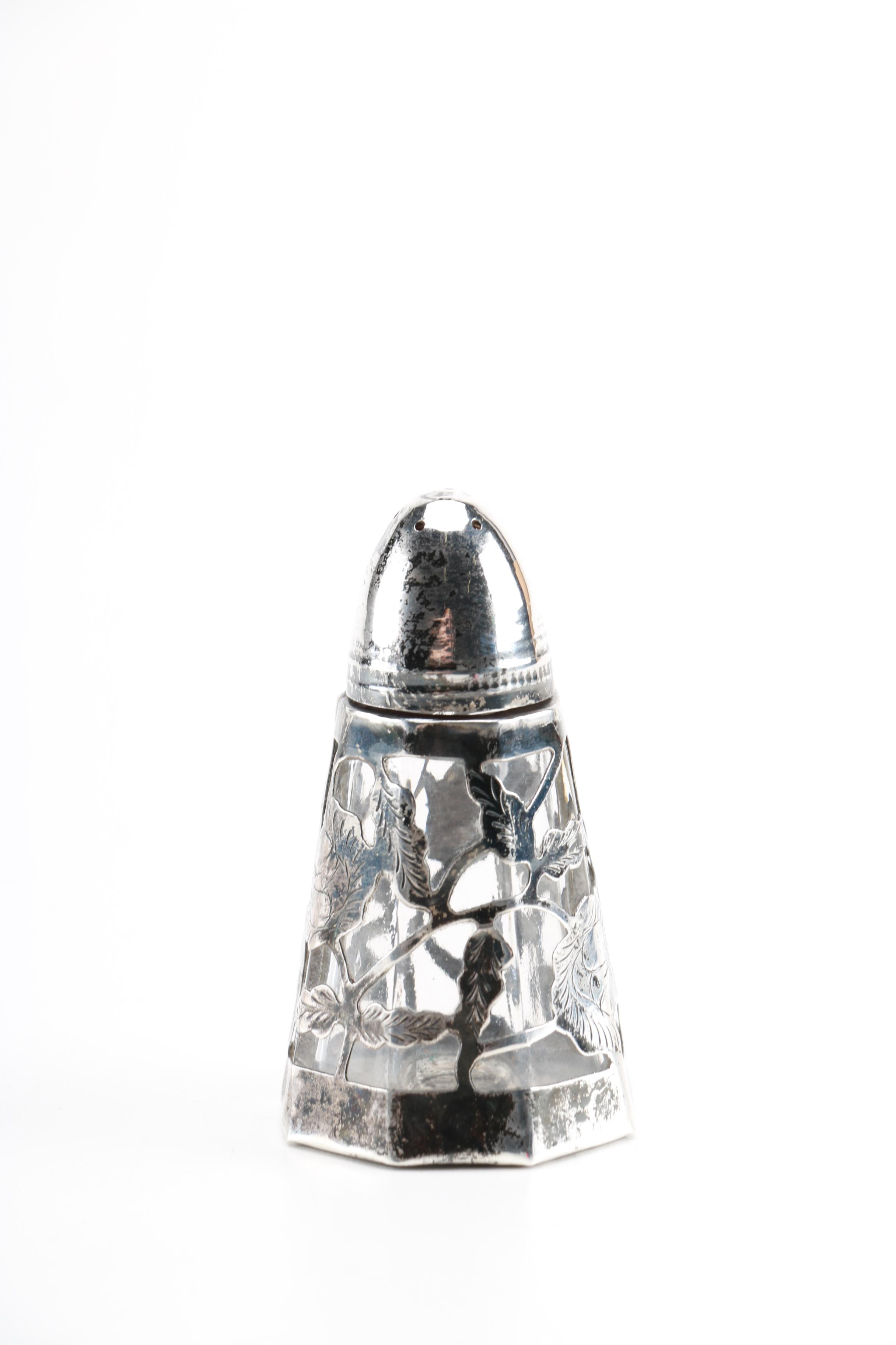 Jose Marmolejos Mexican Sterling and Glass Salt and Pepper Shakers