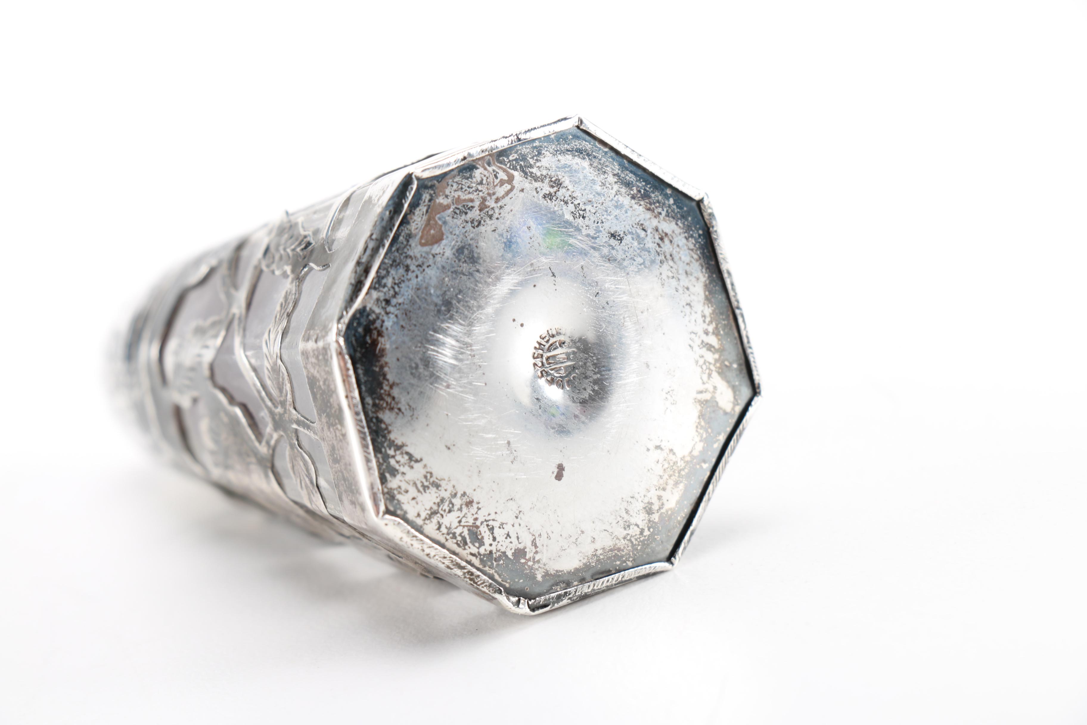 Jose Marmolejos Mexican Sterling and Glass Salt and Pepper Shakers