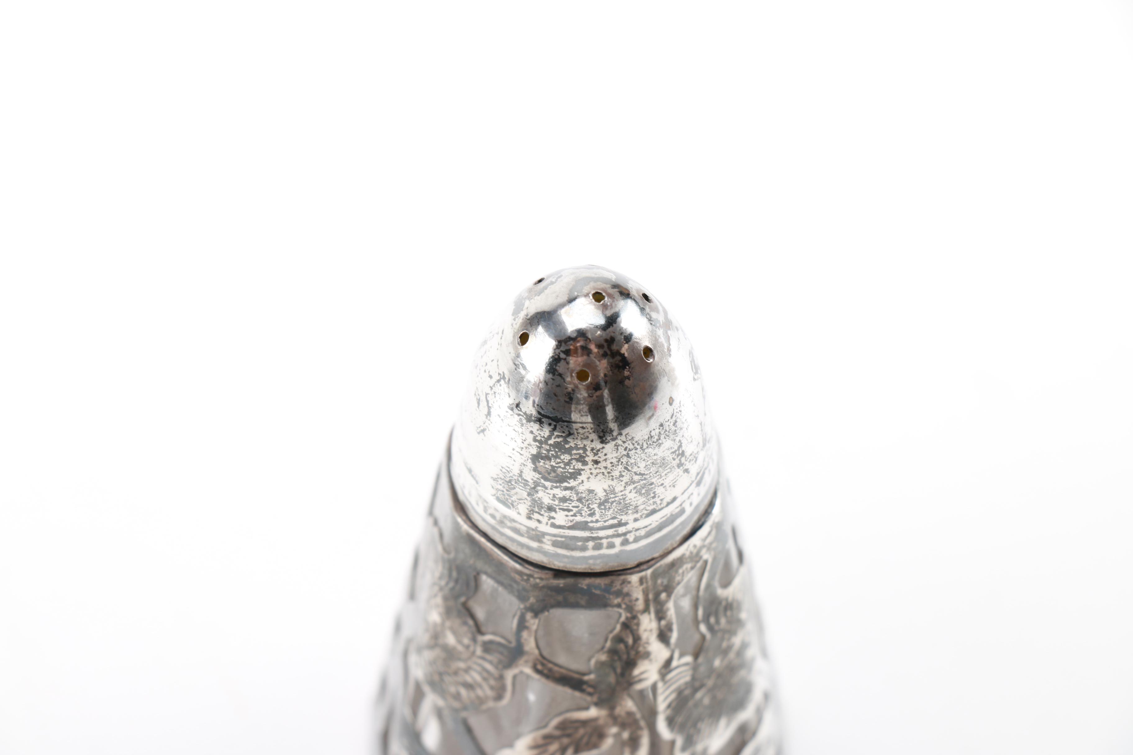 Jose Marmolejos Mexican Sterling and Glass Salt and Pepper Shakers