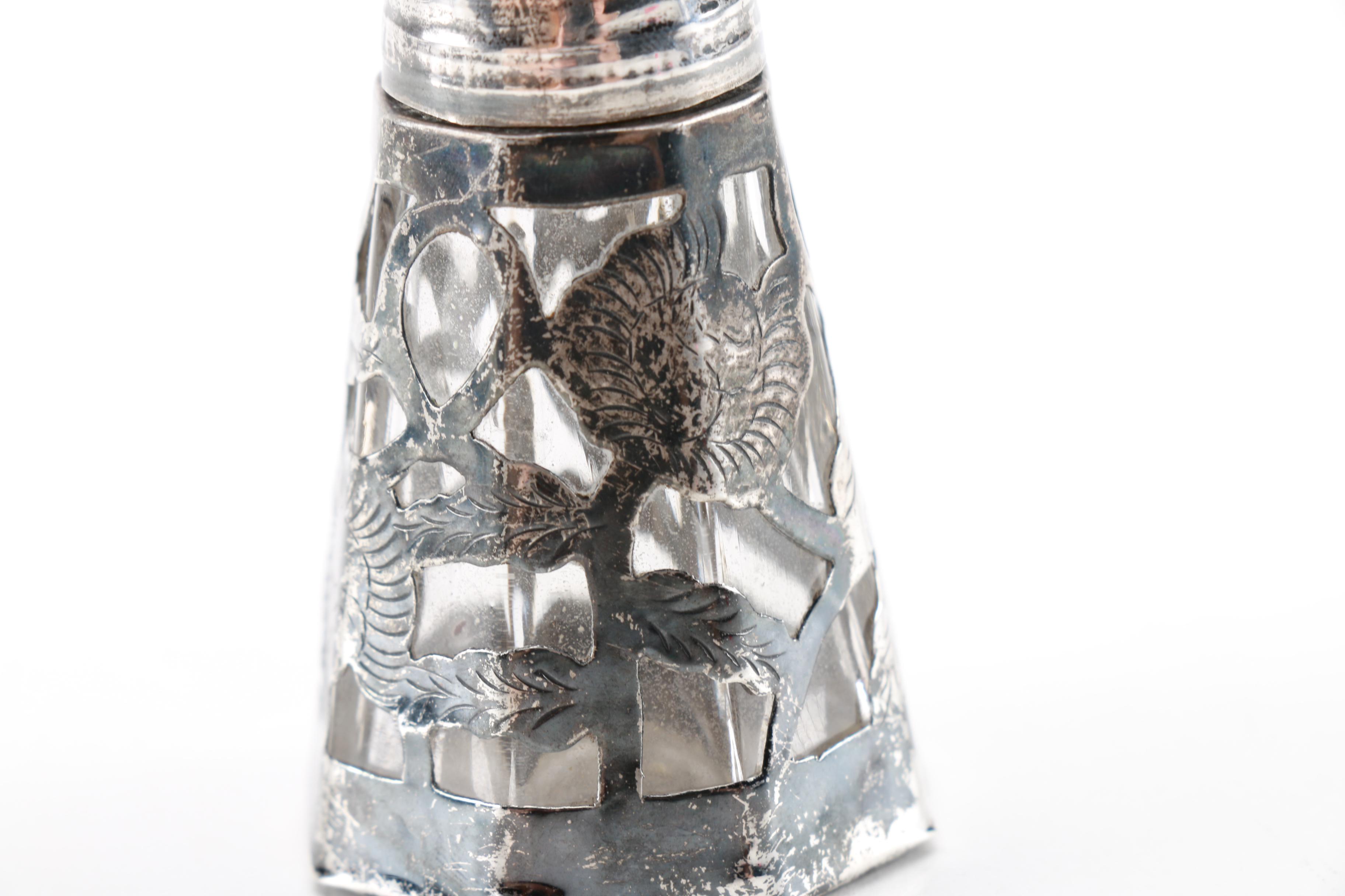 Jose Marmolejos Mexican Sterling and Glass Salt and Pepper Shakers