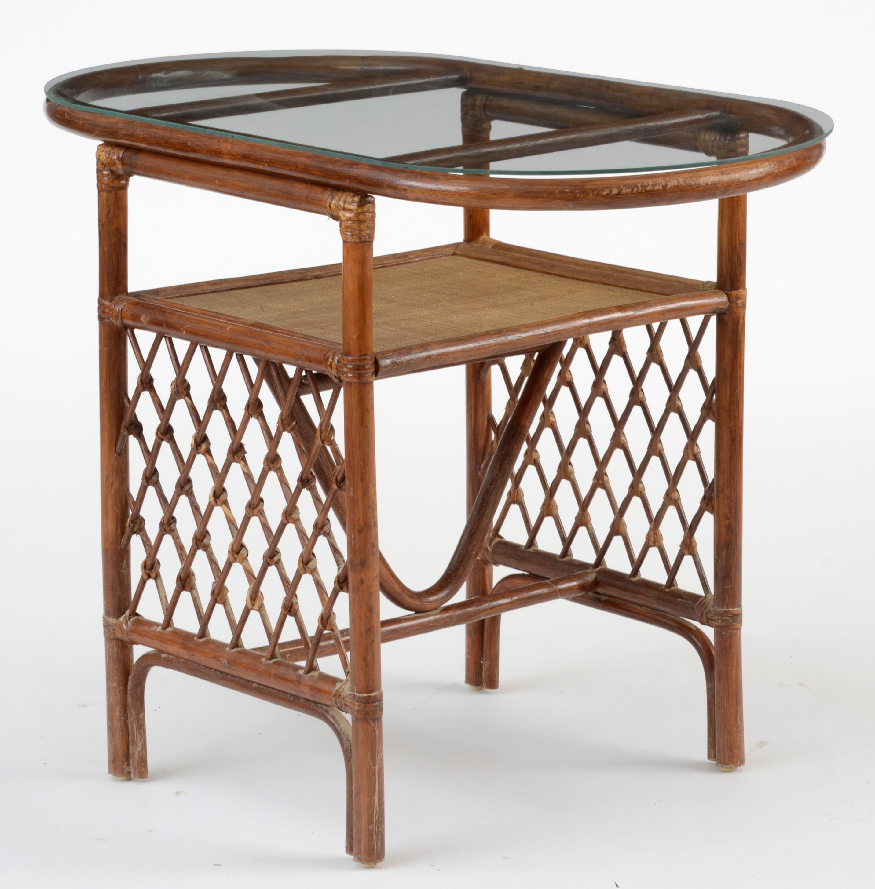 Glass-Top Rattan Table with Chairs