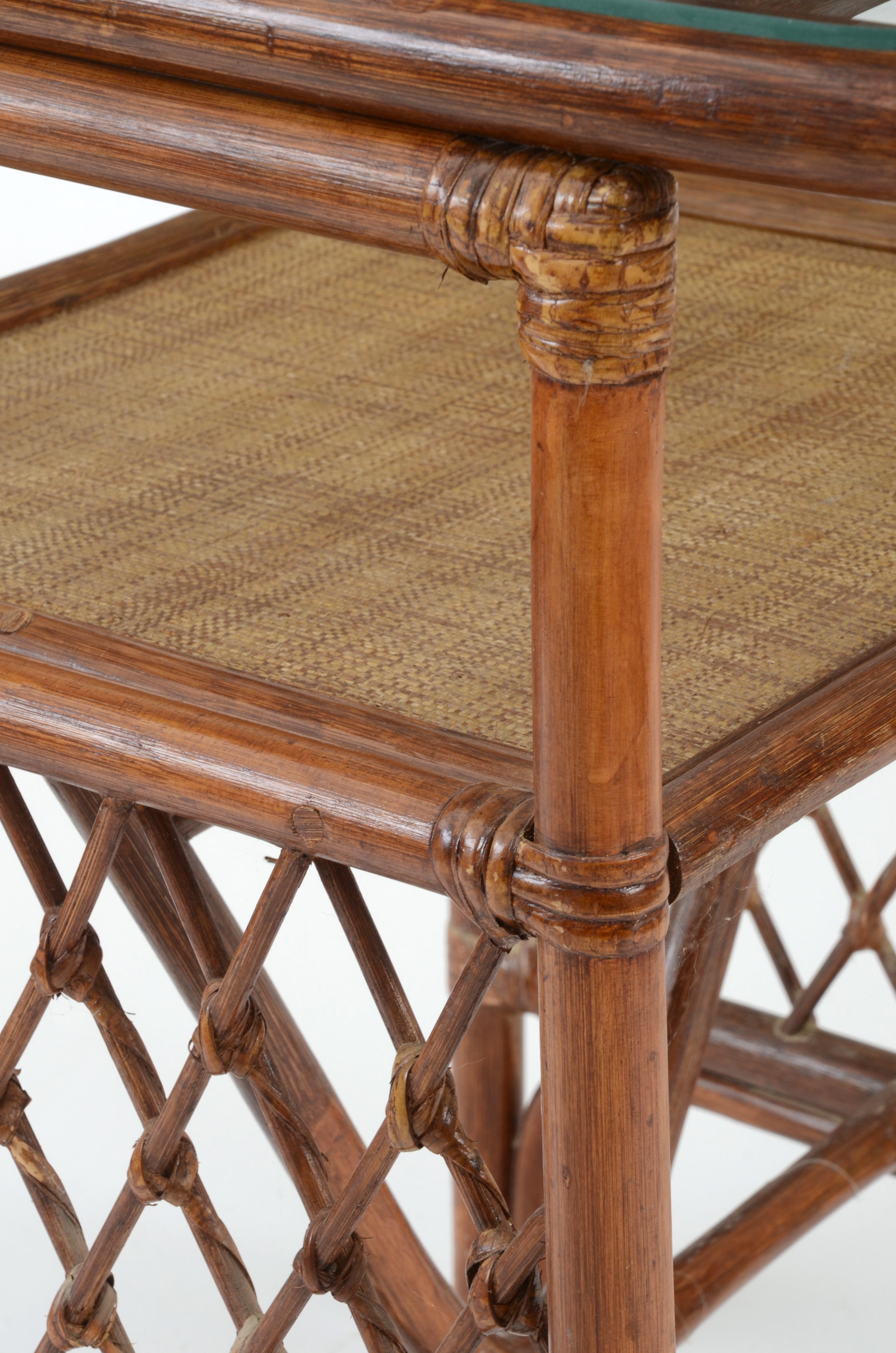 Glass-Top Rattan Table with Chairs