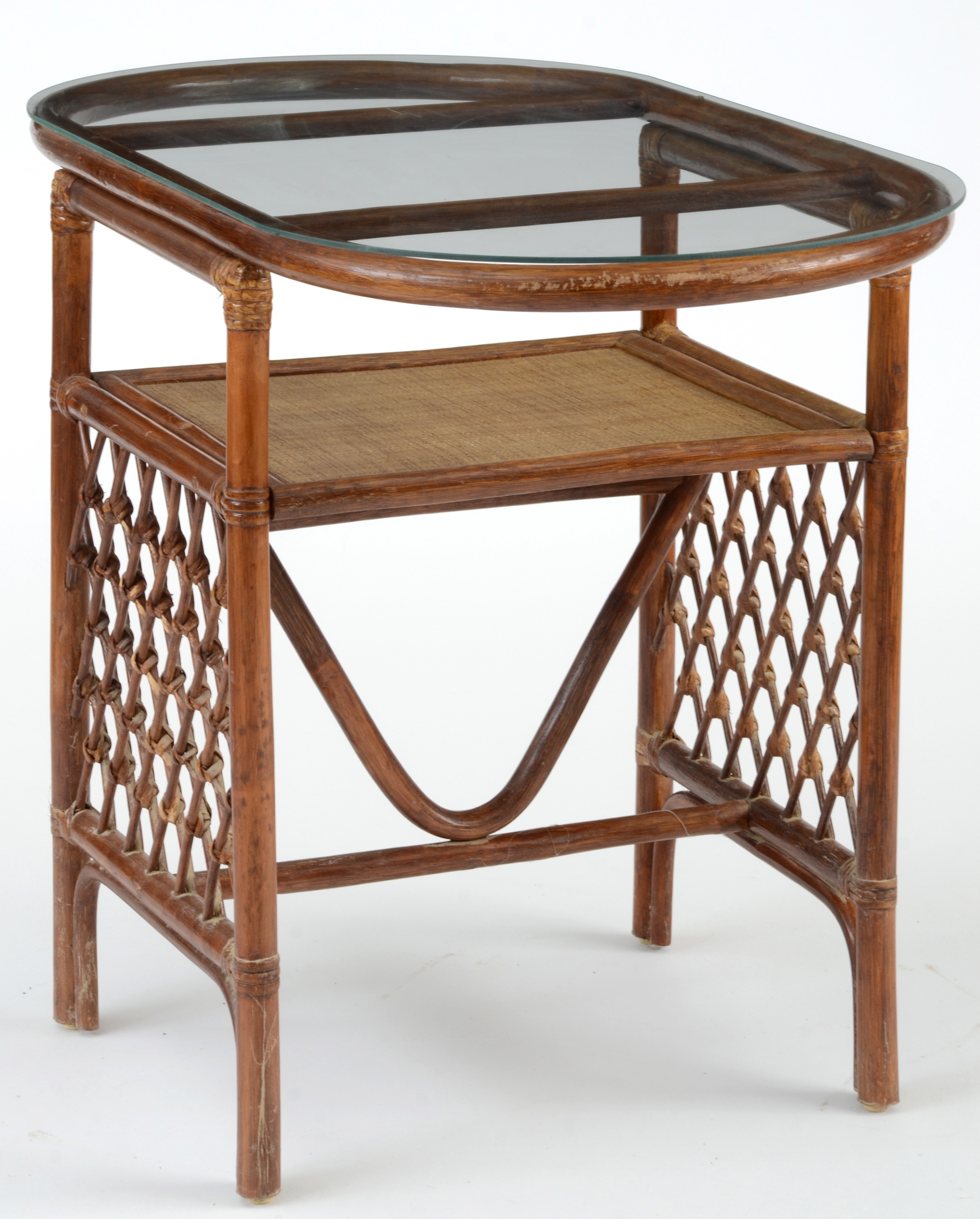Glass-Top Rattan Table with Chairs