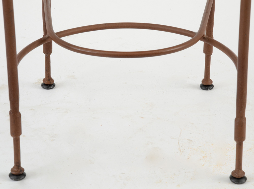 Pair of Wrought Iron and Leather Bar Stools