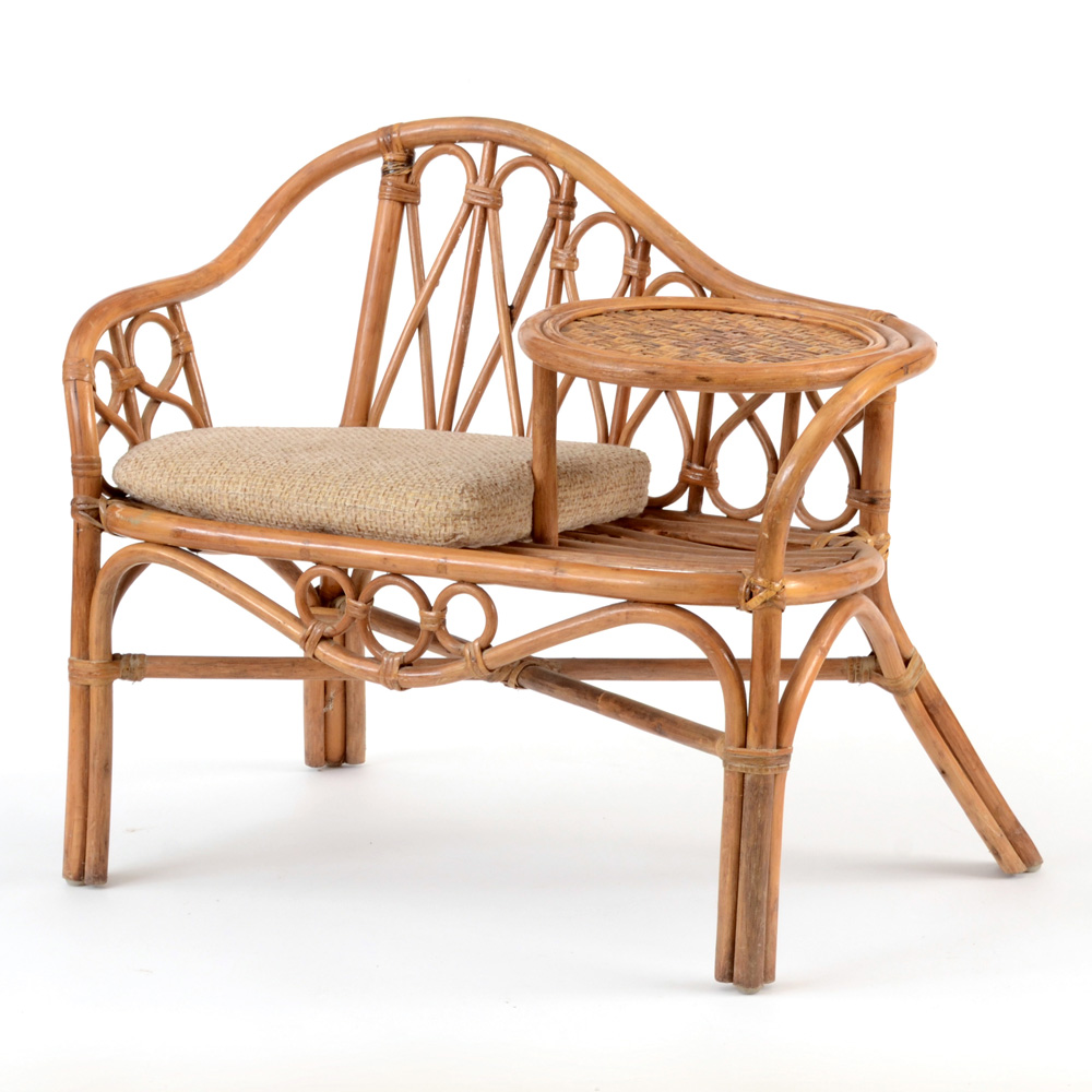 Rattan Phone Table Bench