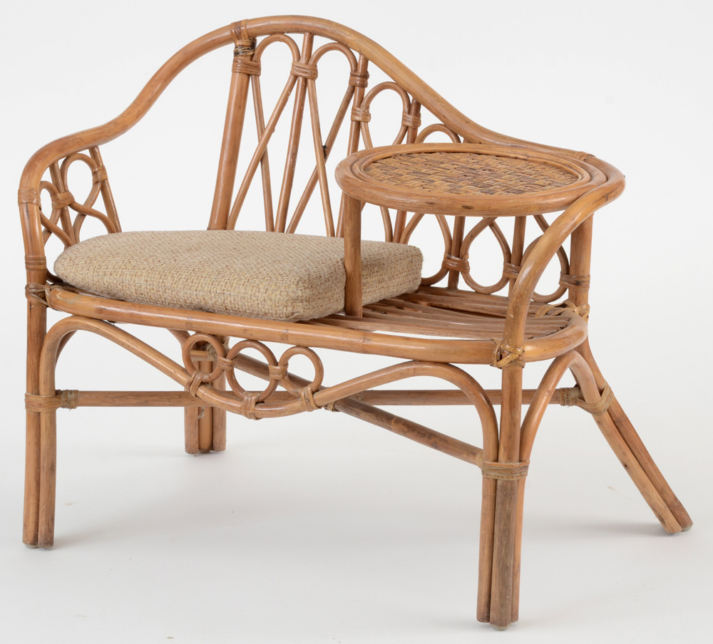 Rattan Phone Table Bench