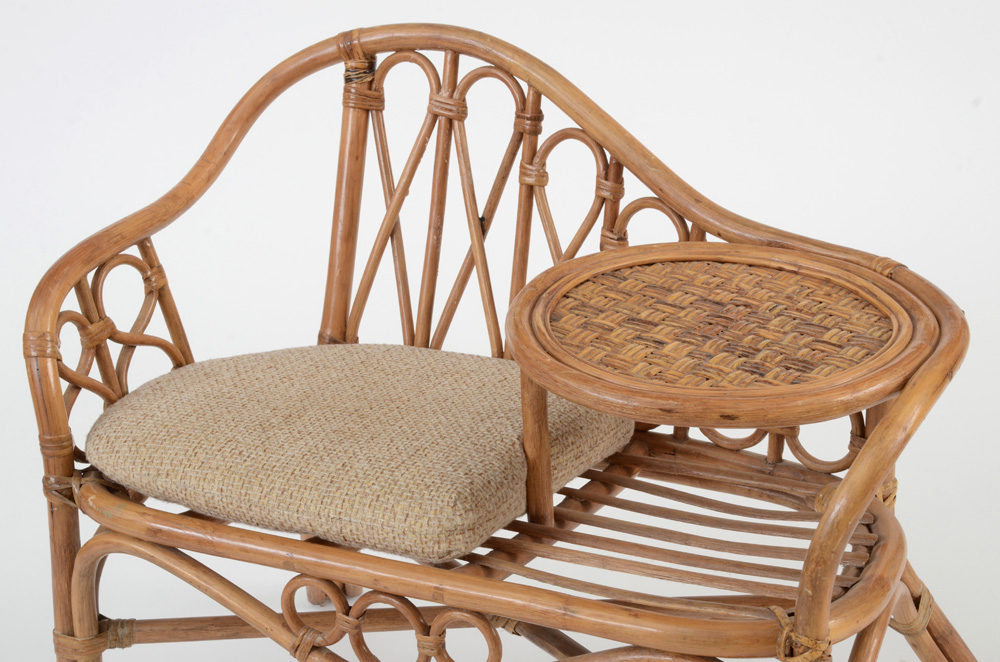 Rattan Phone Table Bench