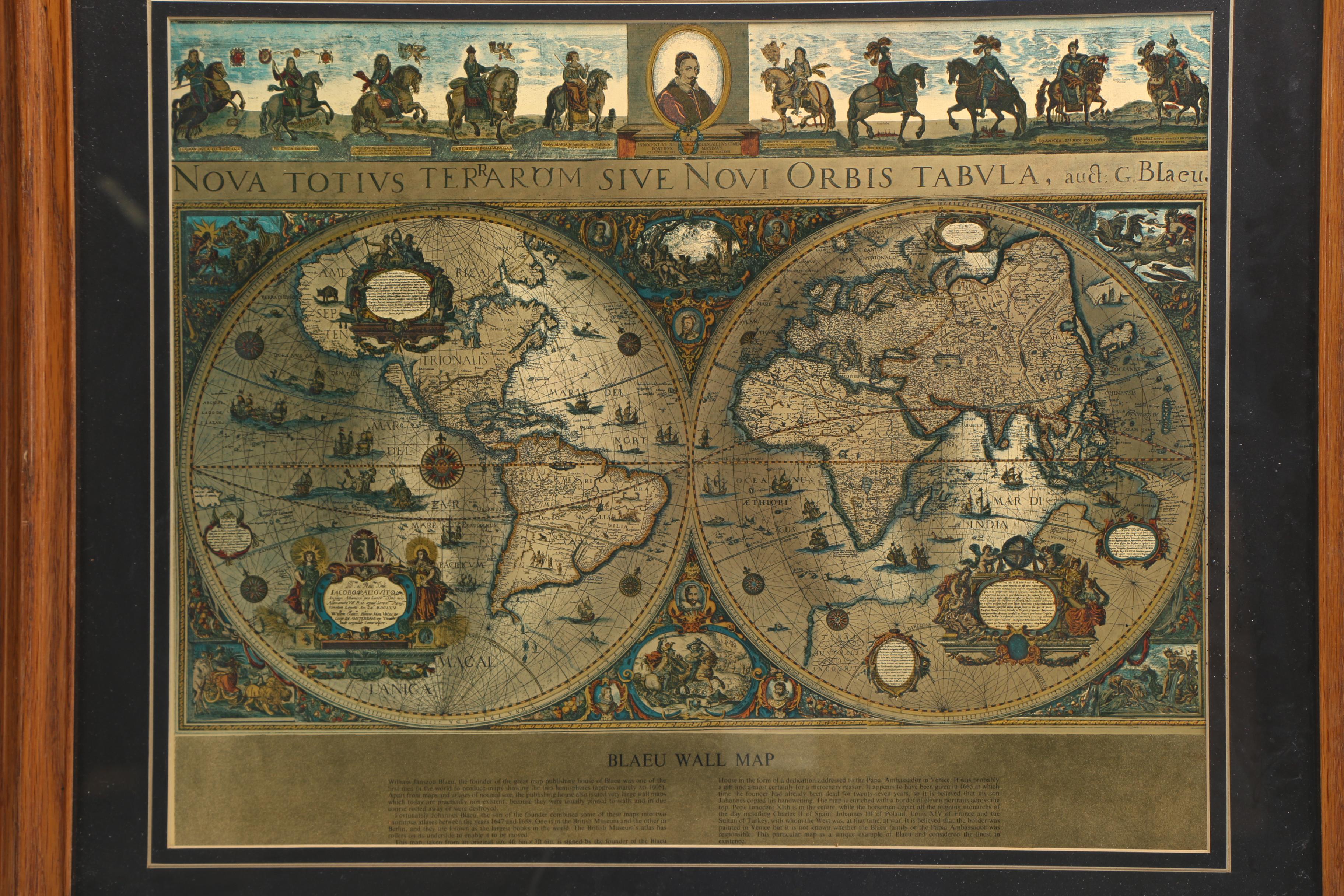 Wychwood Blaeu Offset Lithograph on Fabric of World Map