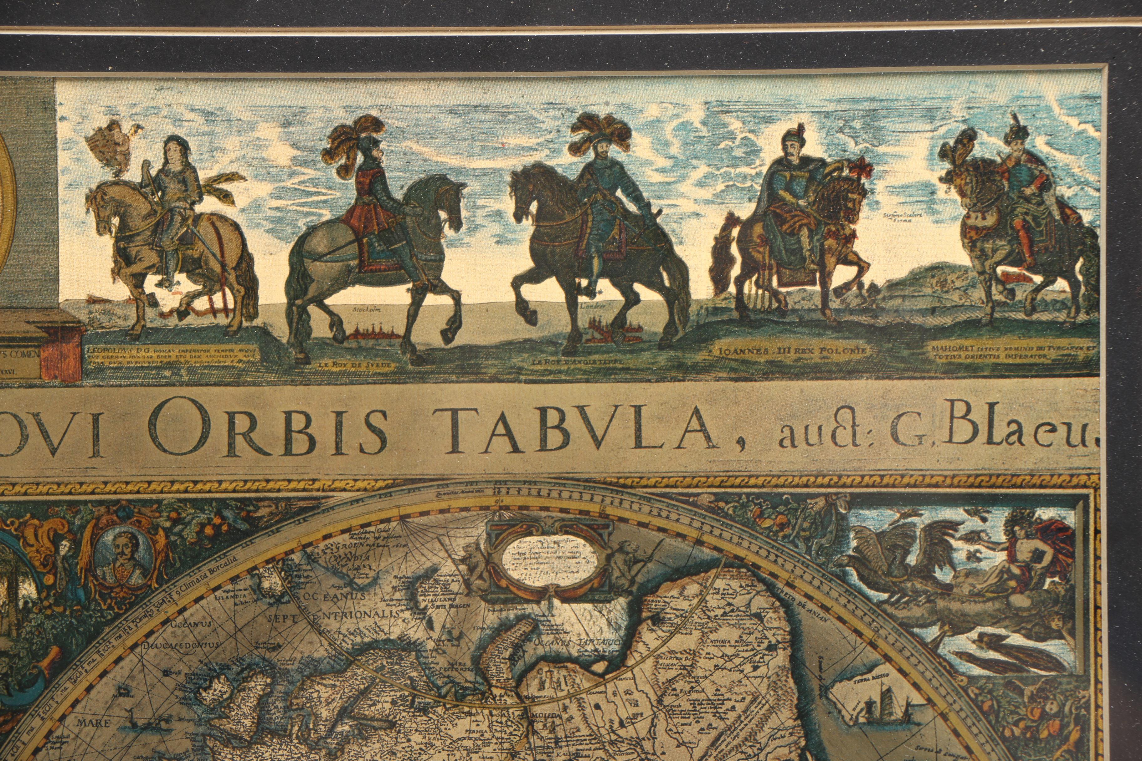 Wychwood Blaeu Offset Lithograph on Fabric of World Map