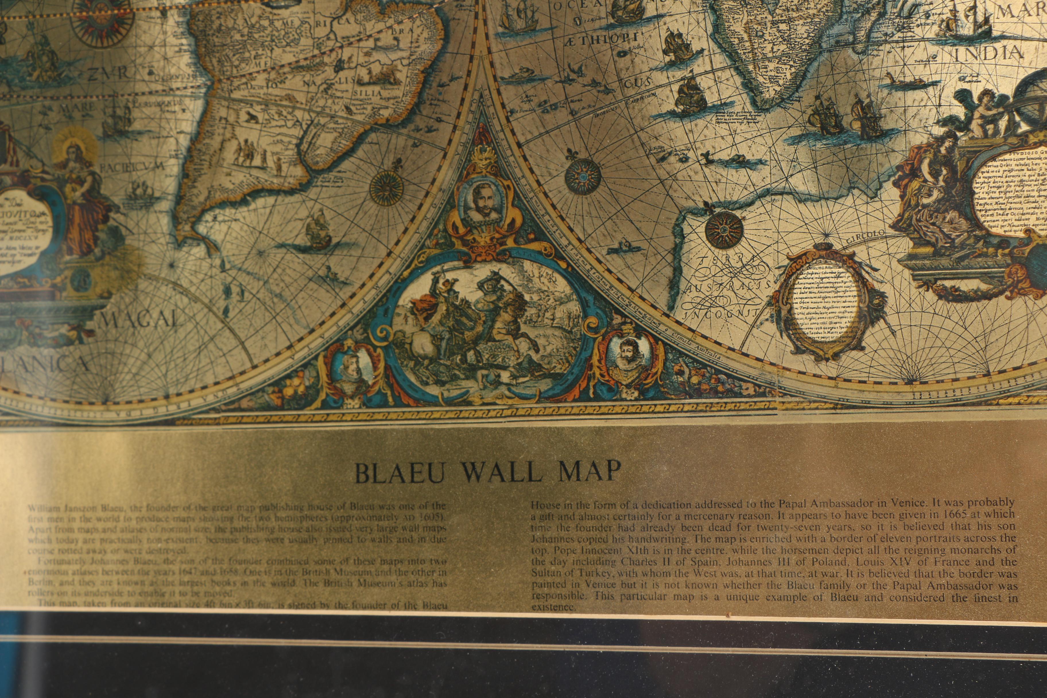 Wychwood Blaeu Offset Lithograph on Fabric of World Map