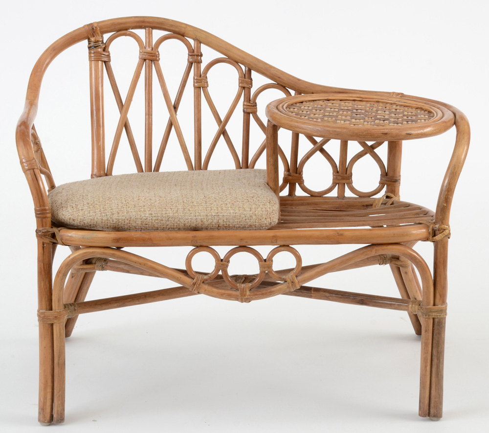 Rattan Phone Table Bench