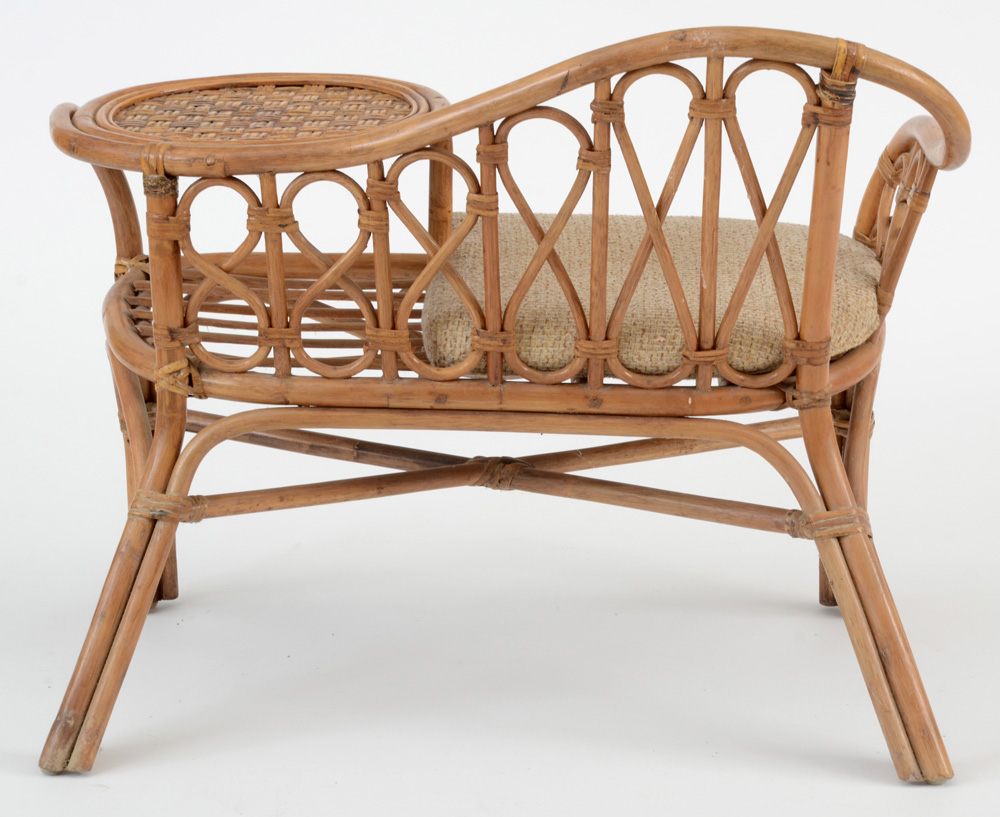 Rattan Phone Table Bench