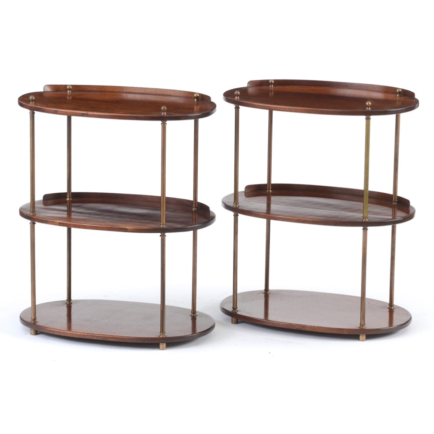 Pair of Solid Mahogany Tiered Oval Tables