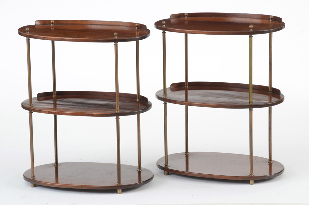 Pair of Solid Mahogany Tiered Oval Tables