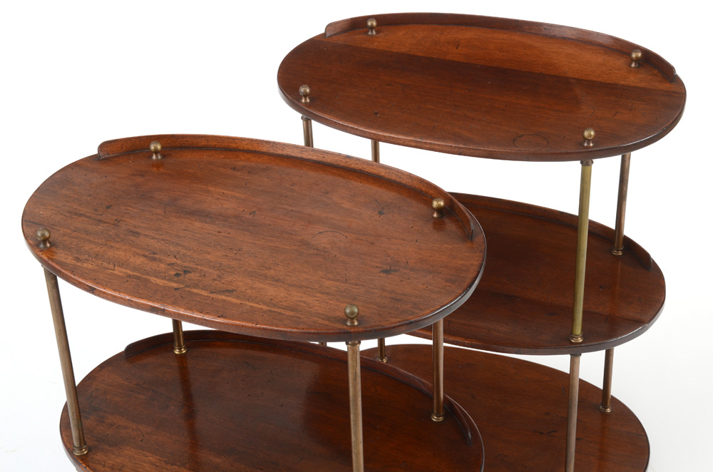 Pair of Solid Mahogany Tiered Oval Tables