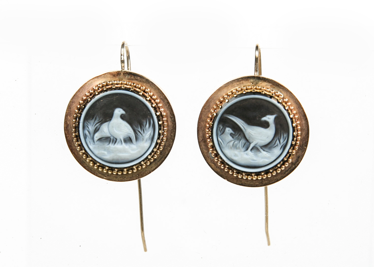 Victorian 18K Yellow Gold Black Onyx Earrings