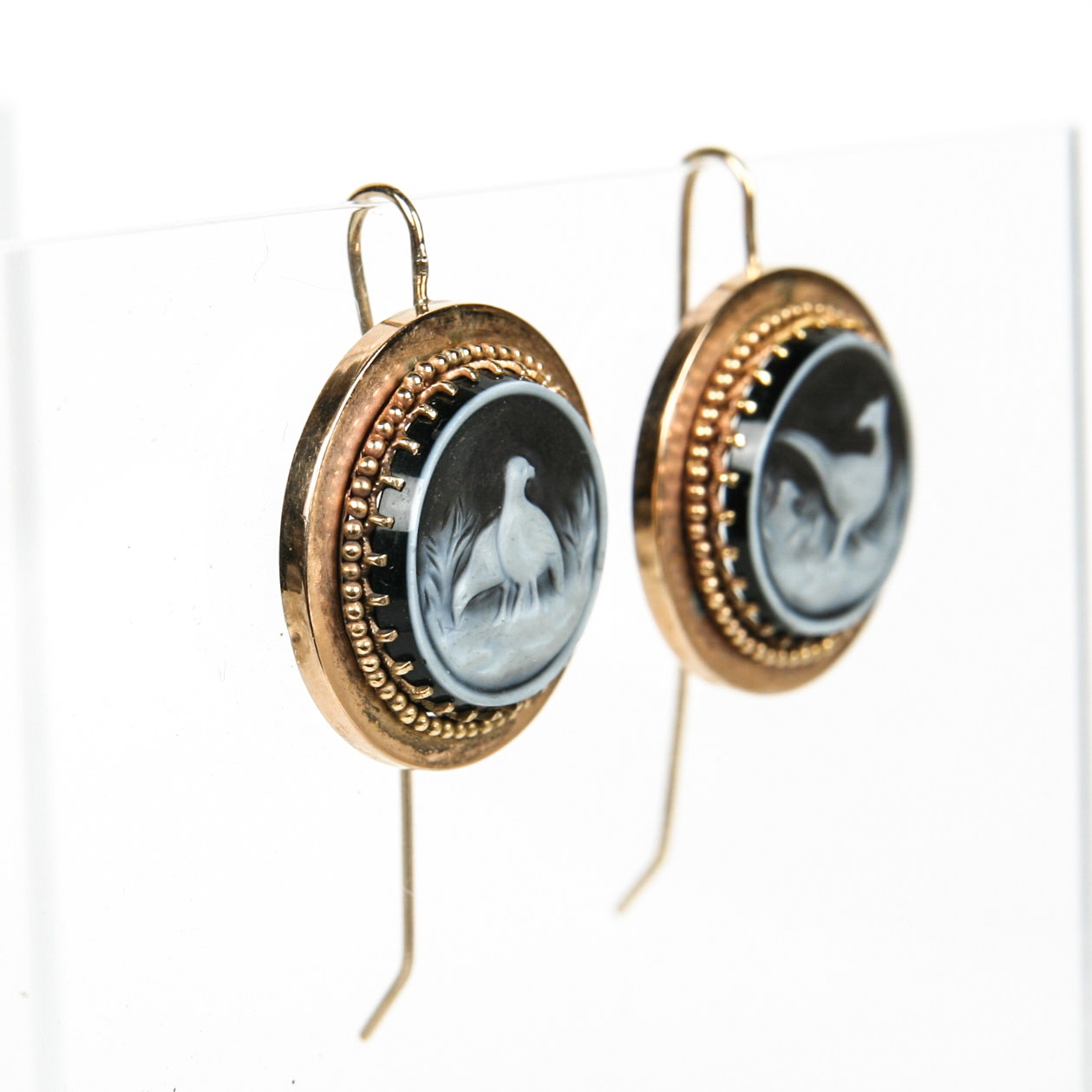 Victorian 18K Yellow Gold Black Onyx Earrings