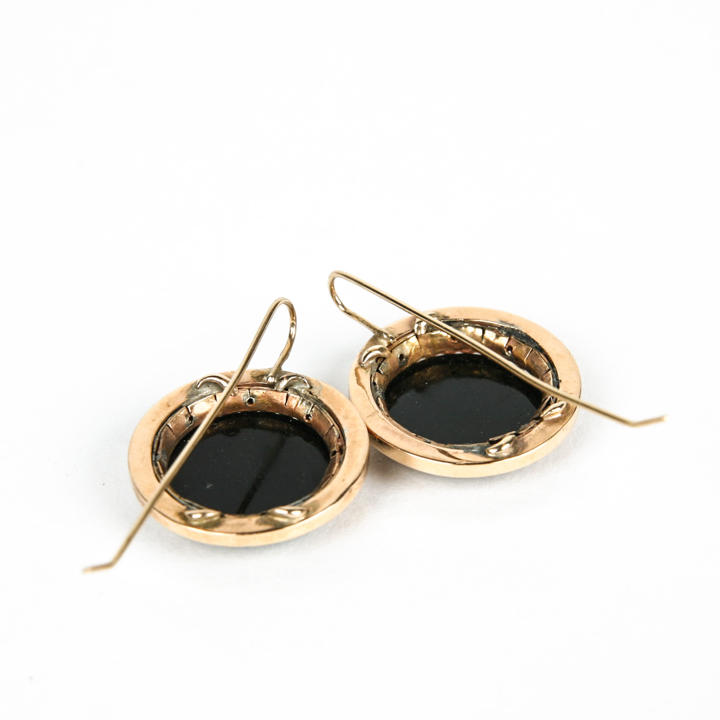 Victorian 18K Yellow Gold Black Onyx Earrings