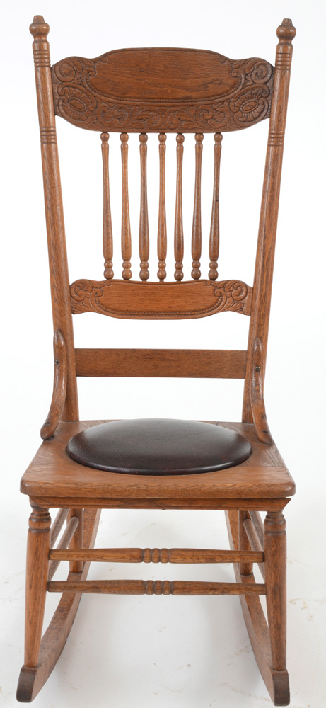 Pressed Carved Oak Rocking Chair