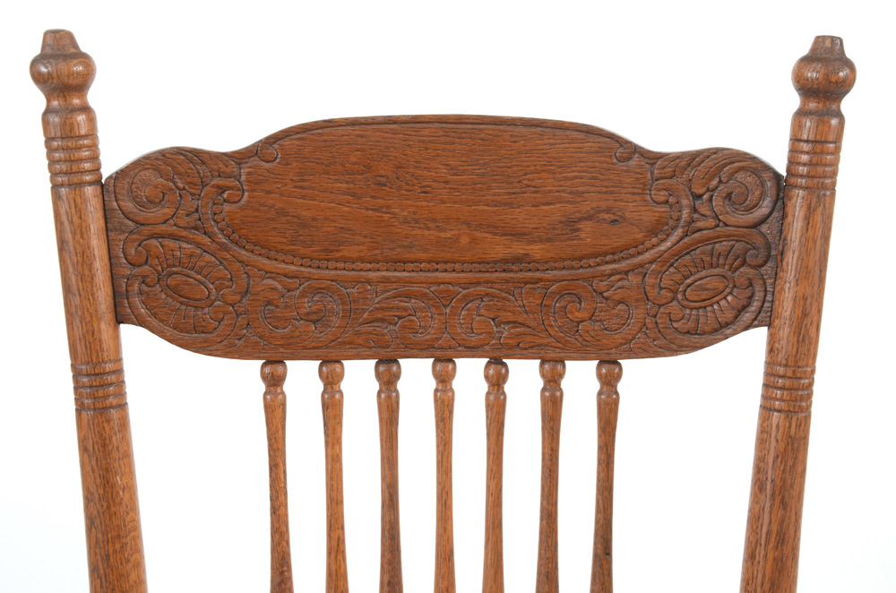 Pressed Carved Oak Rocking Chair