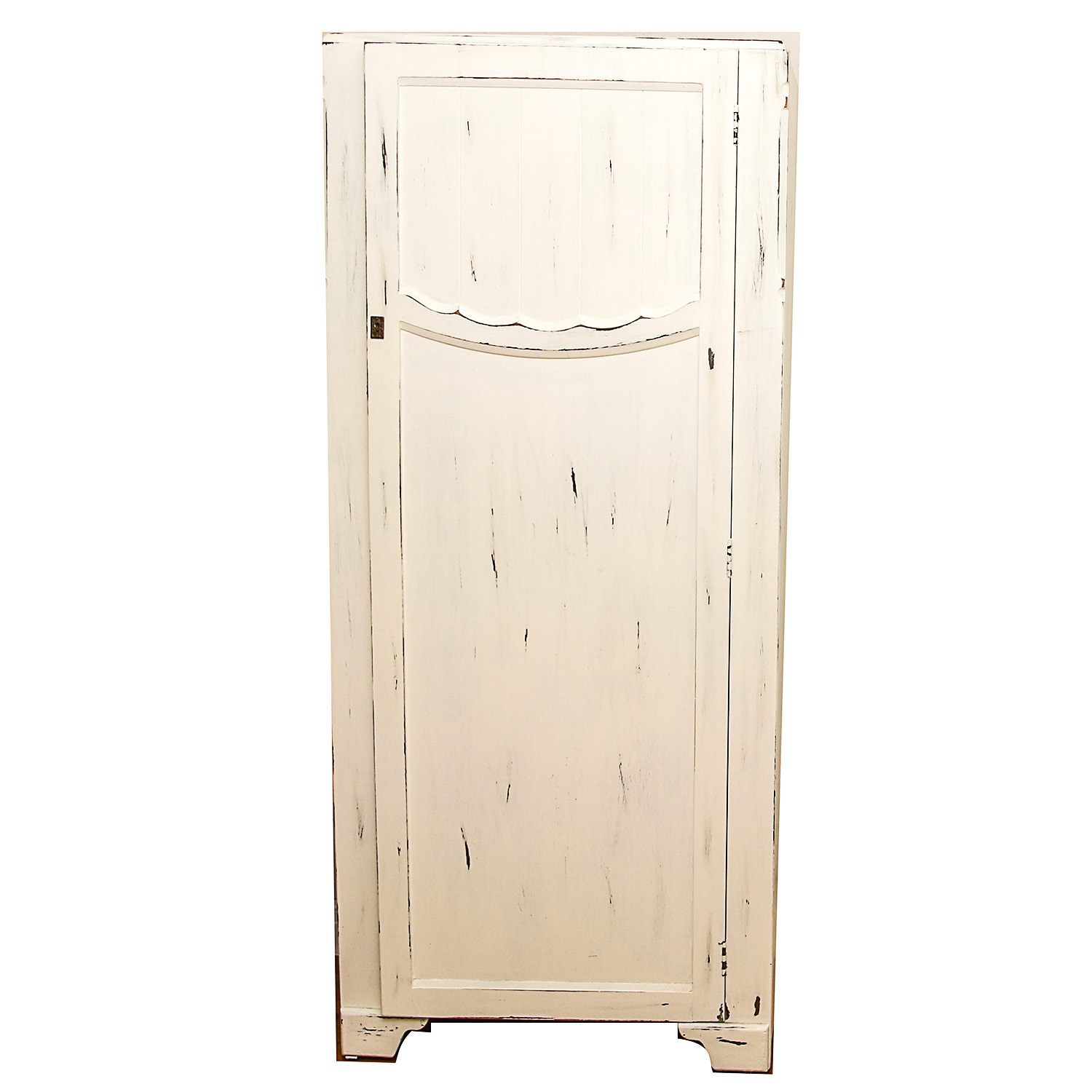 Large Vintage Wooden Antiqued White Cabinet