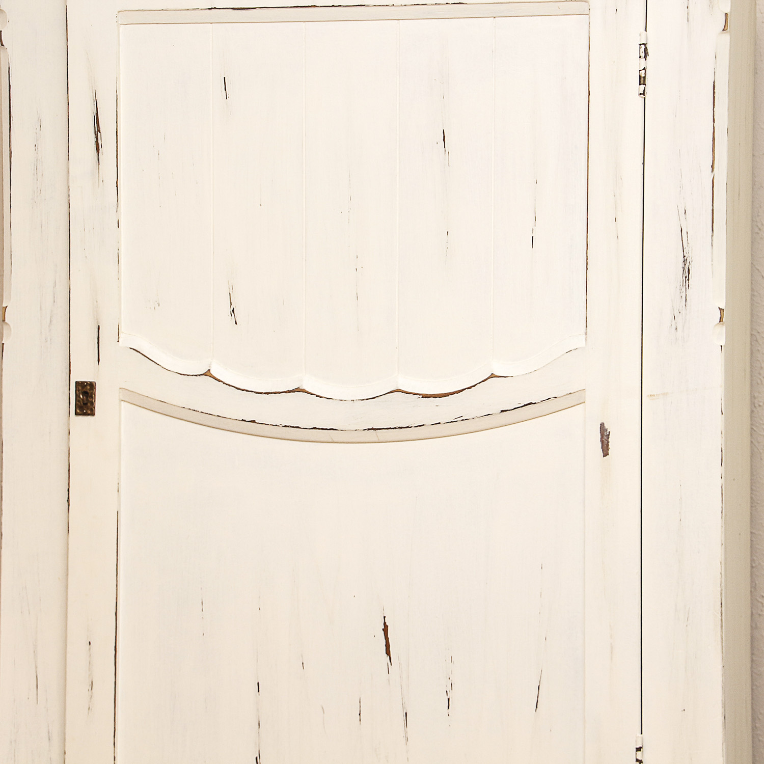 Large Vintage Wooden Antiqued White Cabinet