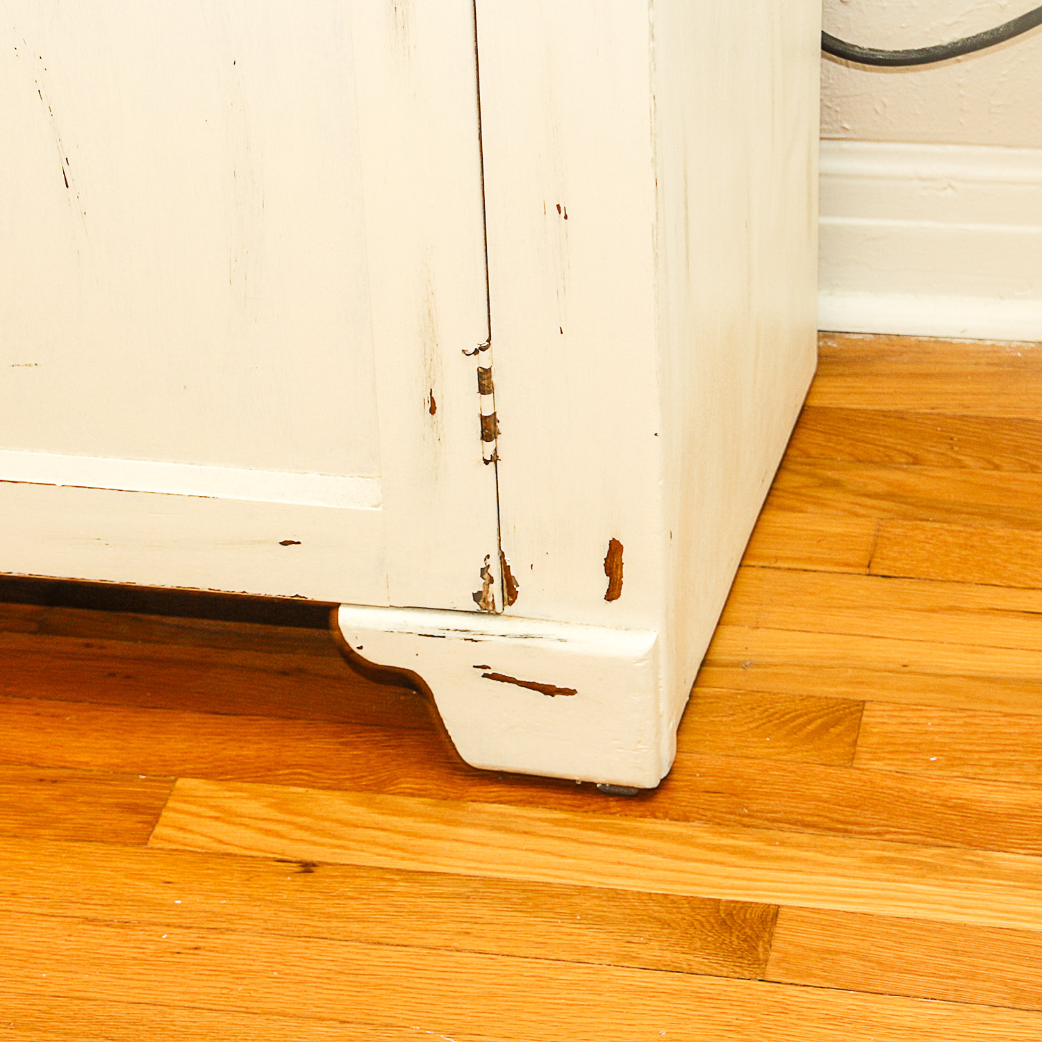 Large Vintage Wooden Antiqued White Cabinet