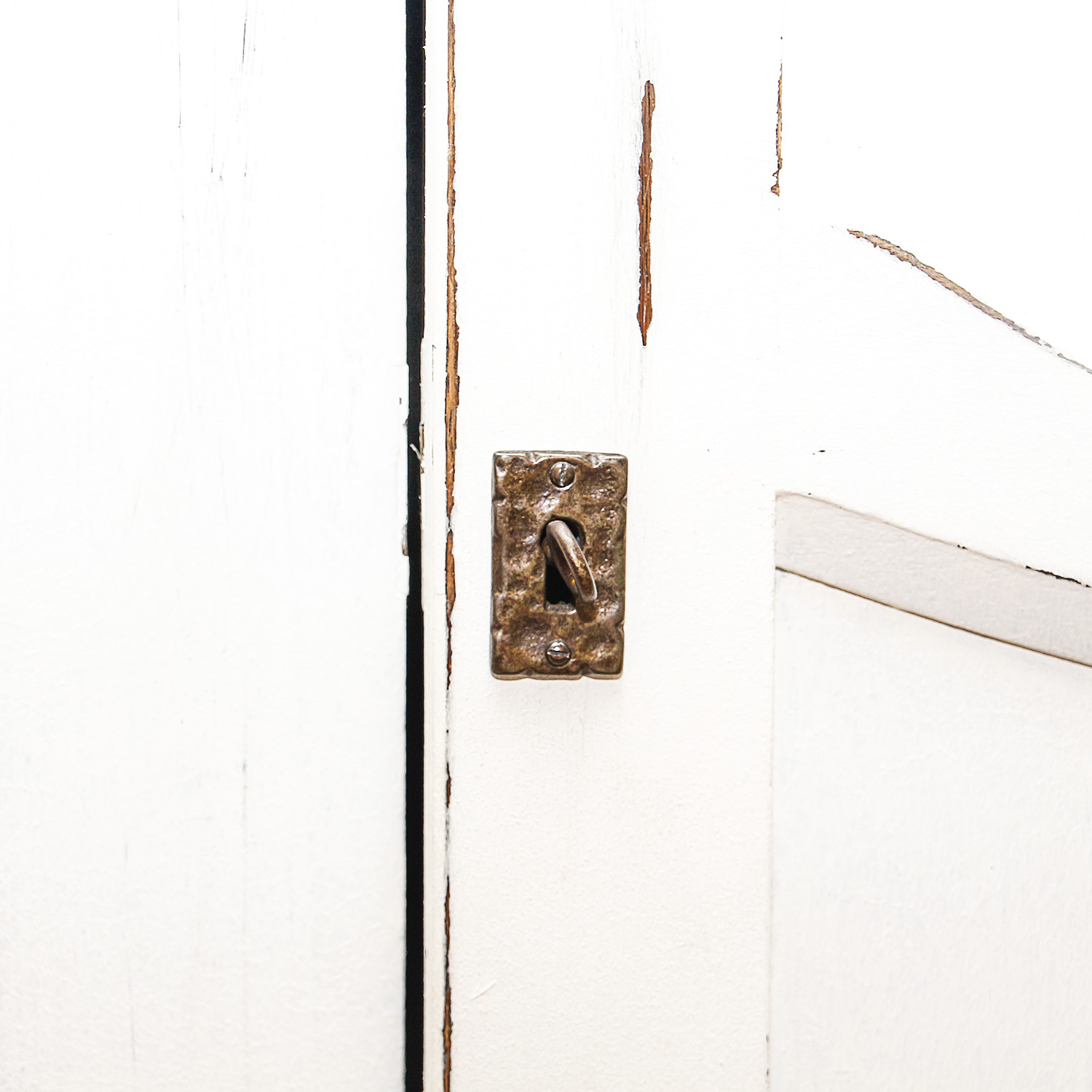 Large Vintage Wooden Antiqued White Cabinet