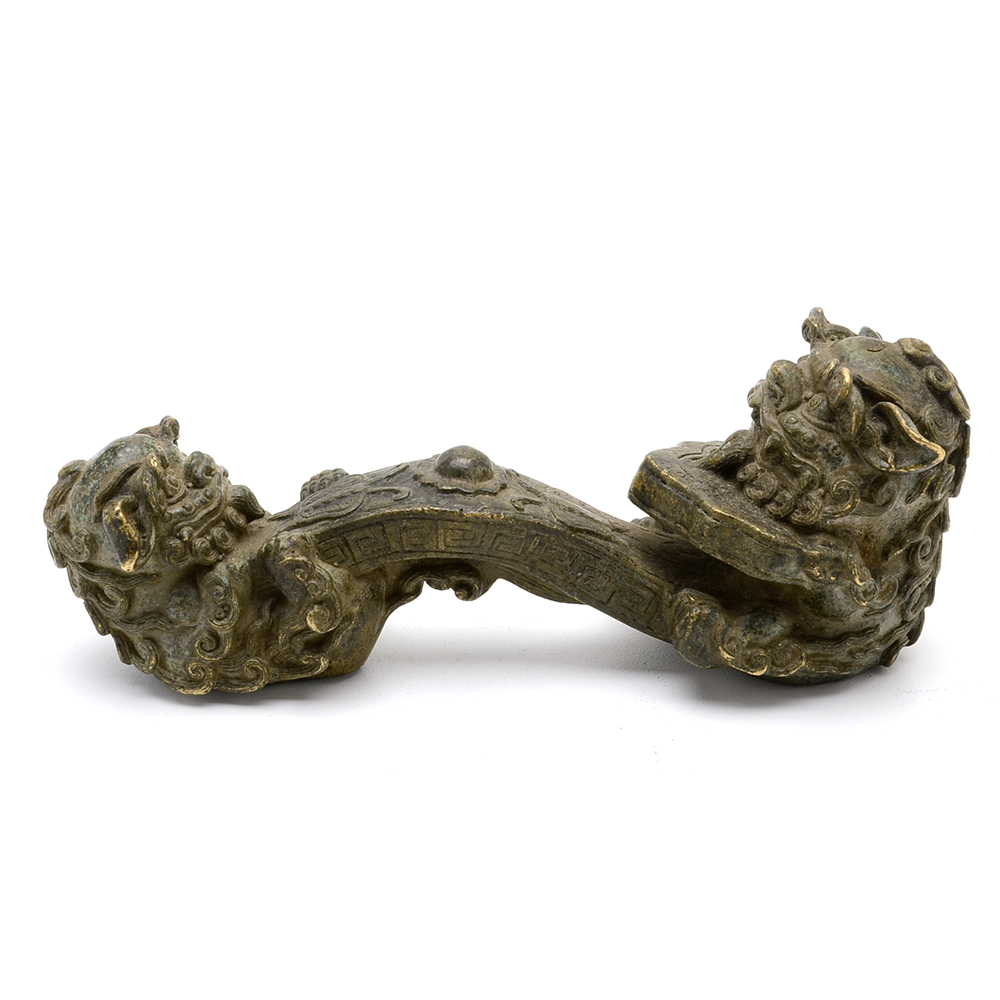 Chinese Bronze Lion Ruyi Scepter