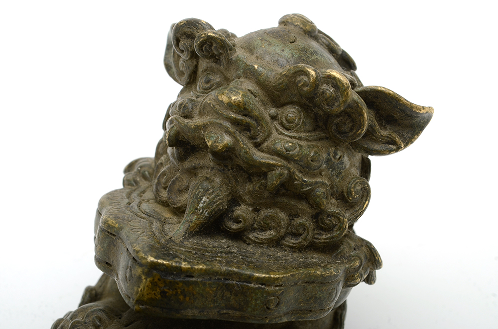 Chinese Bronze Lion Ruyi Scepter