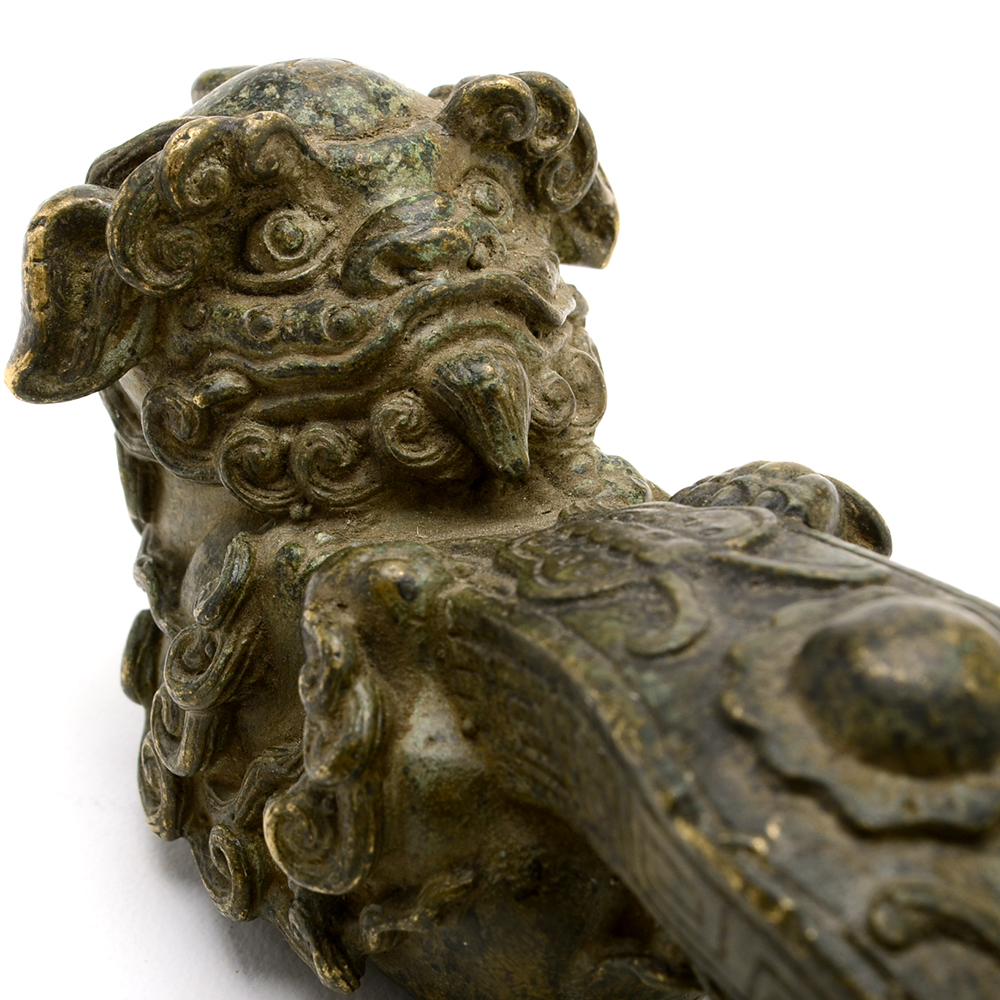 Chinese Bronze Lion Ruyi Scepter