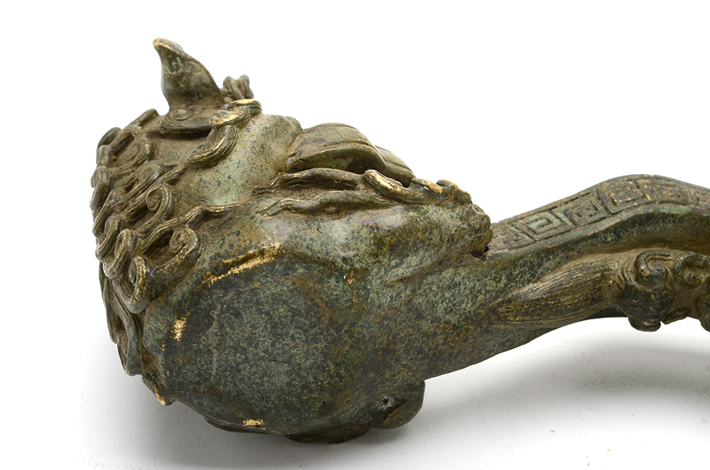 Chinese Bronze Lion Ruyi Scepter