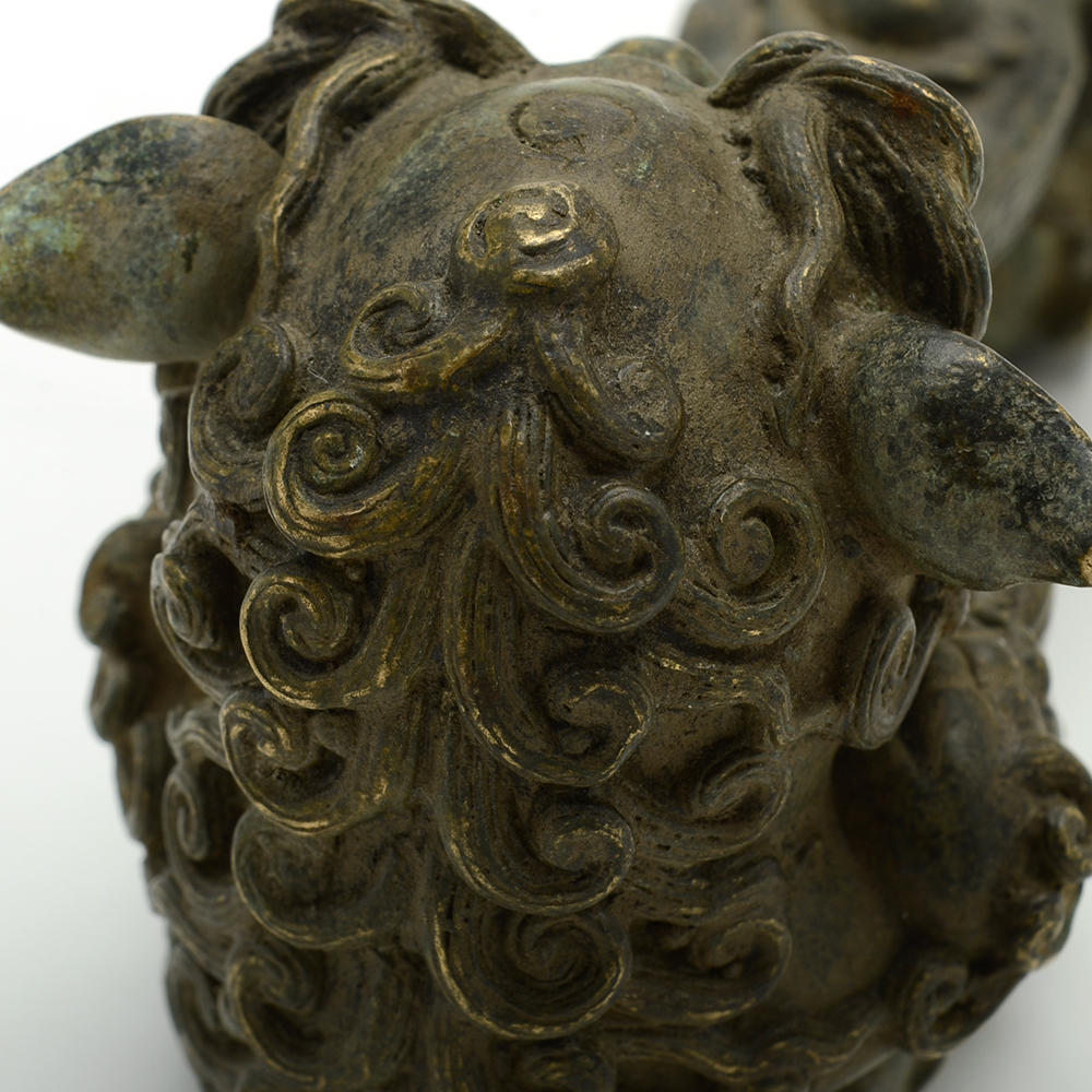 Chinese Bronze Lion Ruyi Scepter