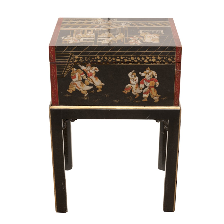 Chinoiserie Lacquered File Box Table