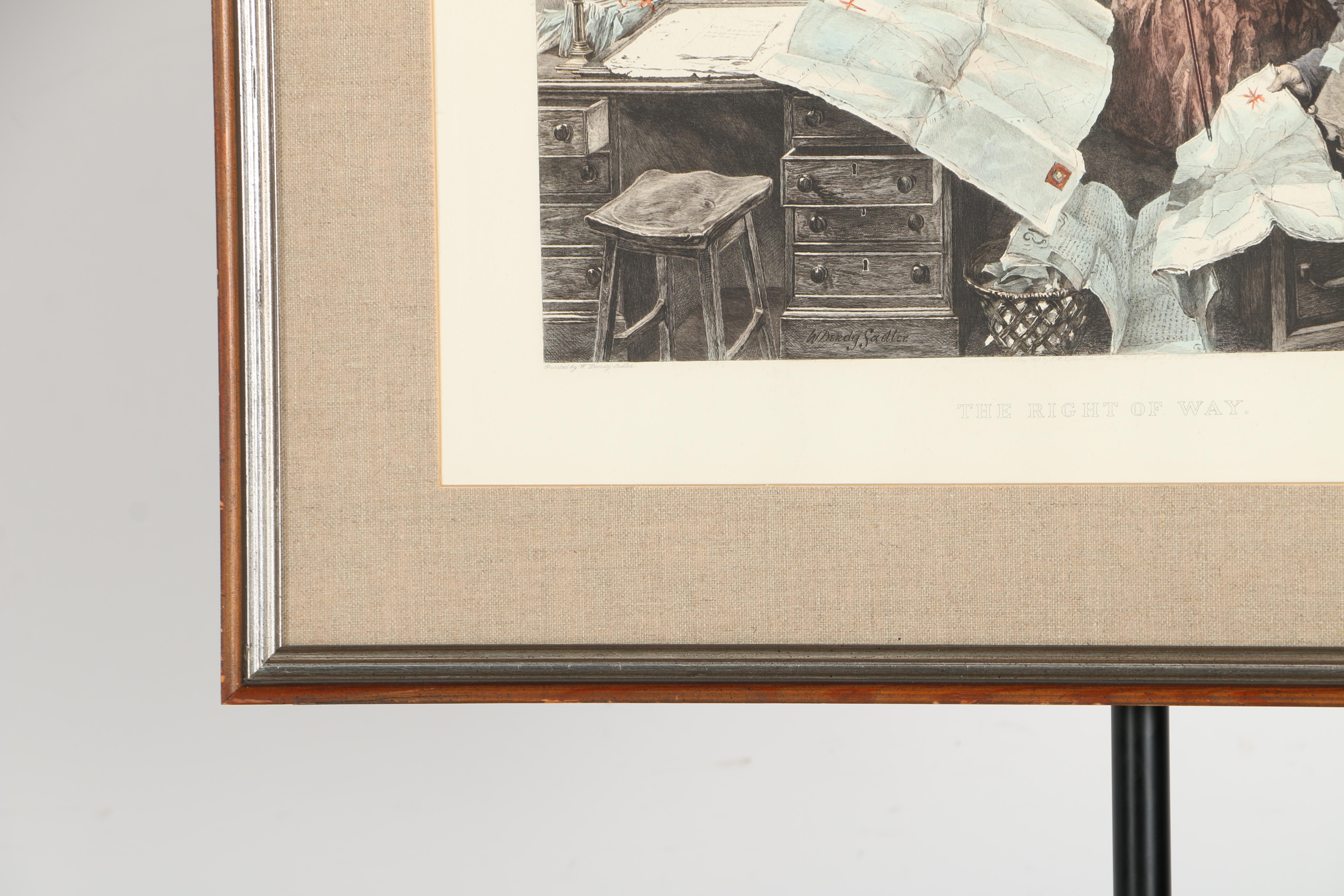 James Dobie Hand-Colored Etching After Walter Dendy Sadler's "The Right Of Way"