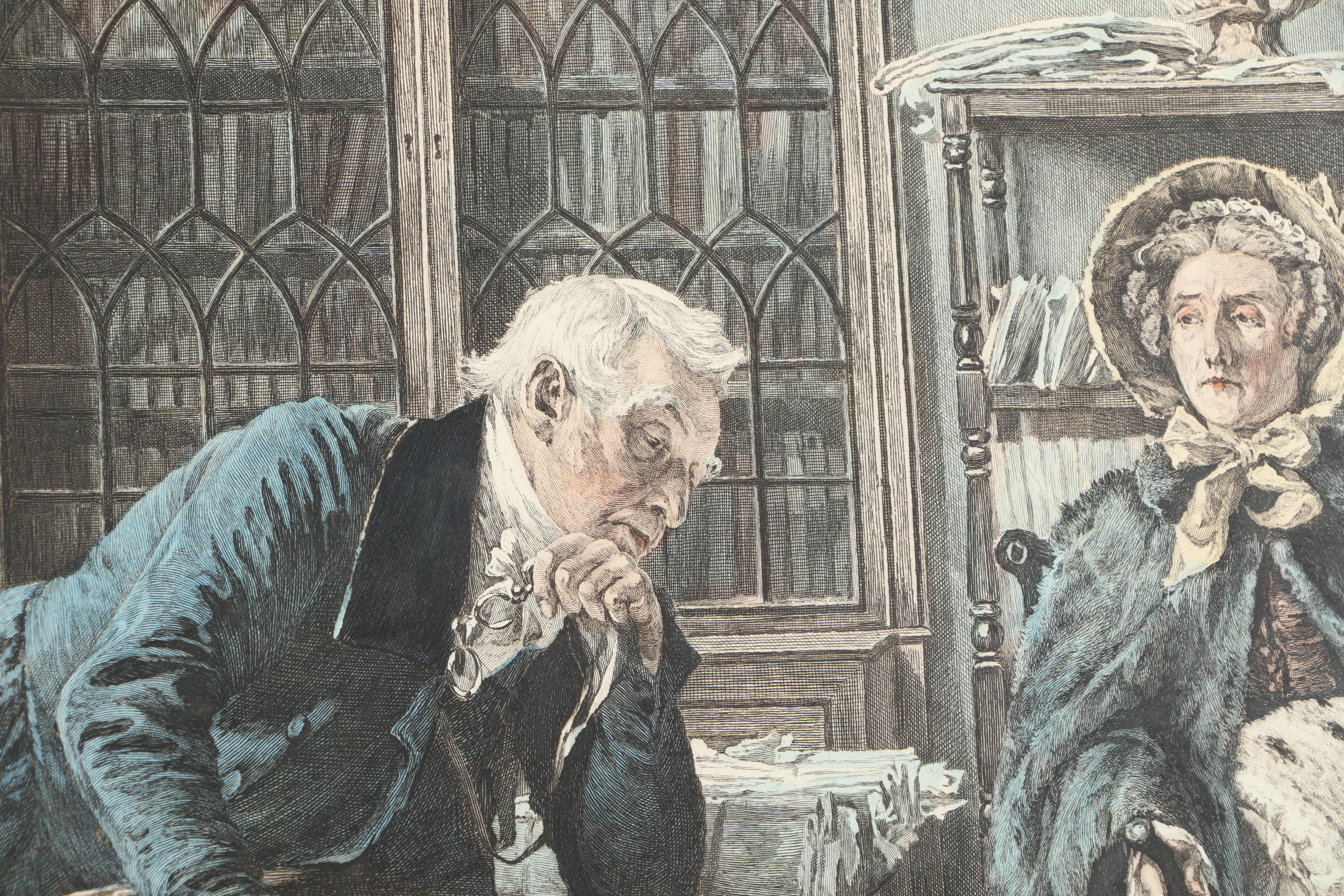 James Dobie Hand-Colored Etching After Walter Dendy Sadler's "The Right Of Way"