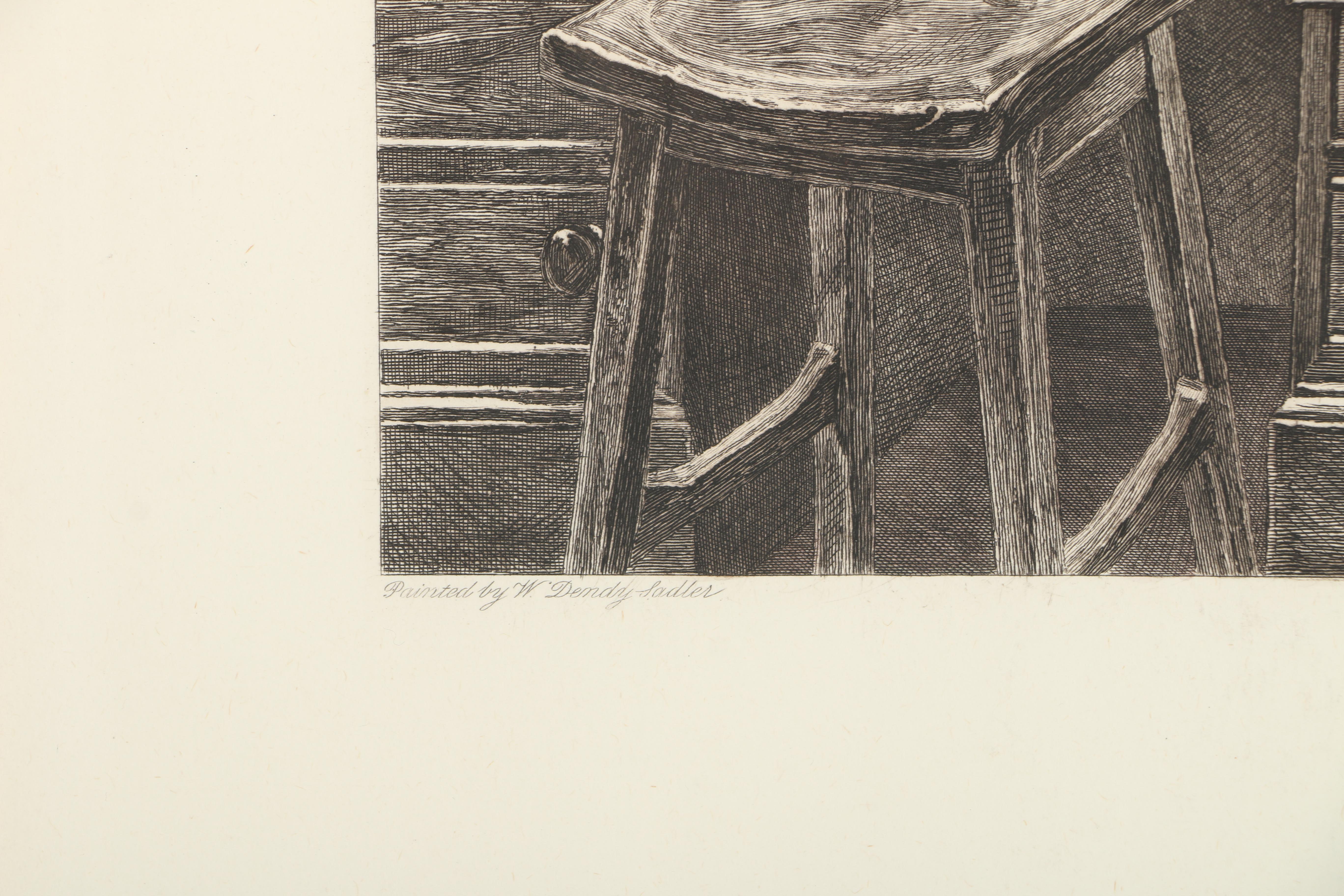 James Dobie Hand-Colored Etching After Walter Dendy Sadler's "The Right Of Way"