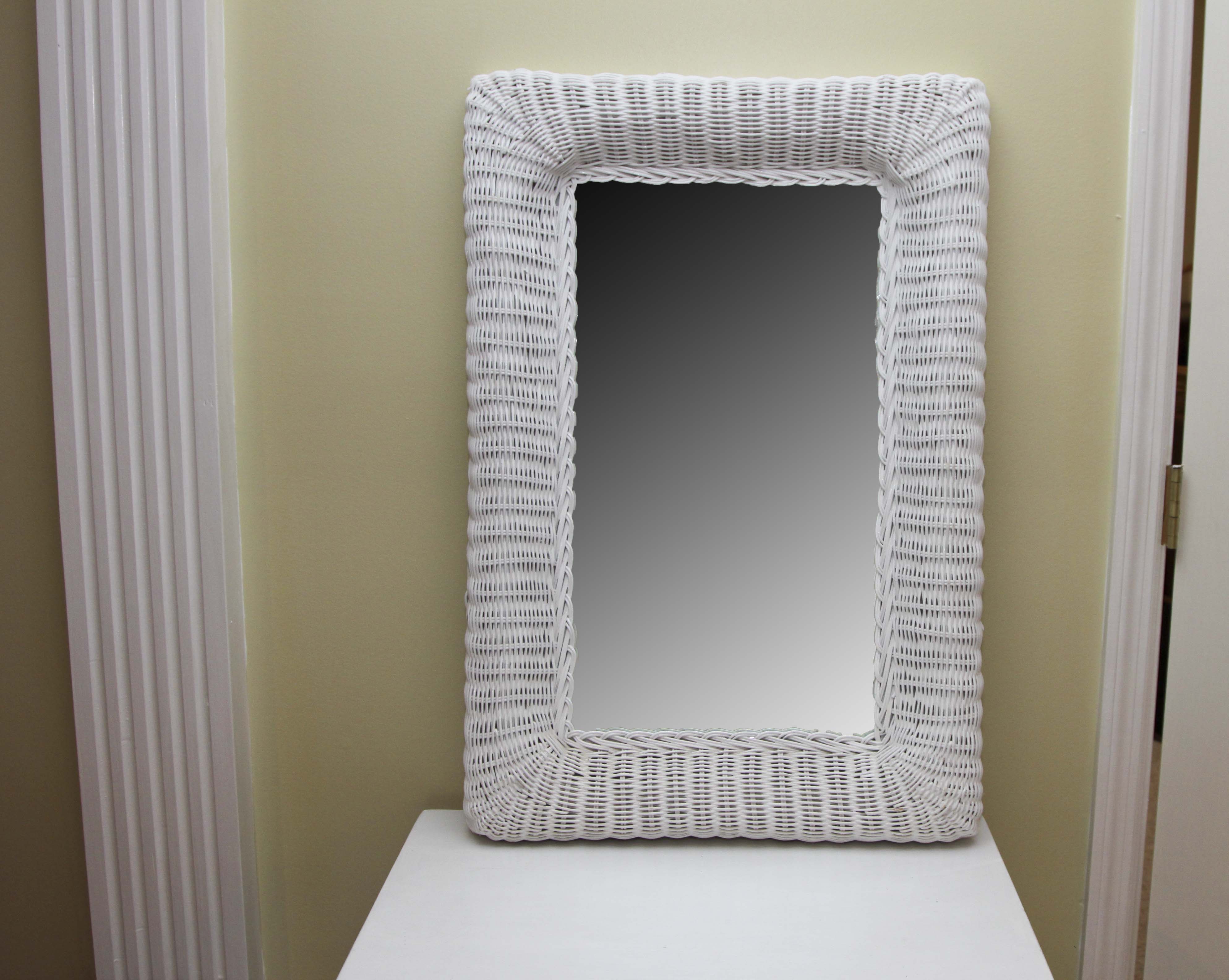 Painted Table and  Wicker Mirror