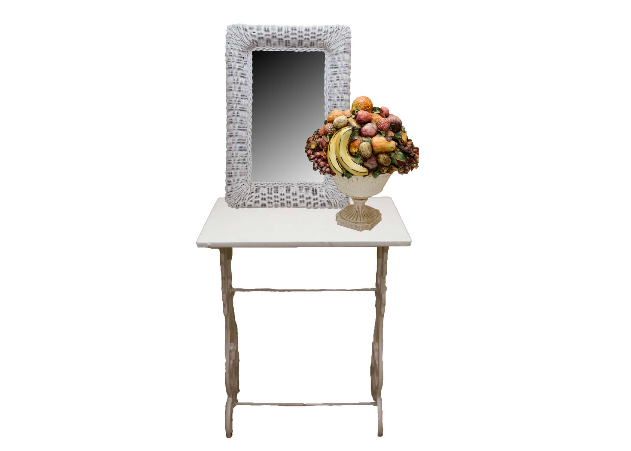 Painted Table and  Wicker Mirror