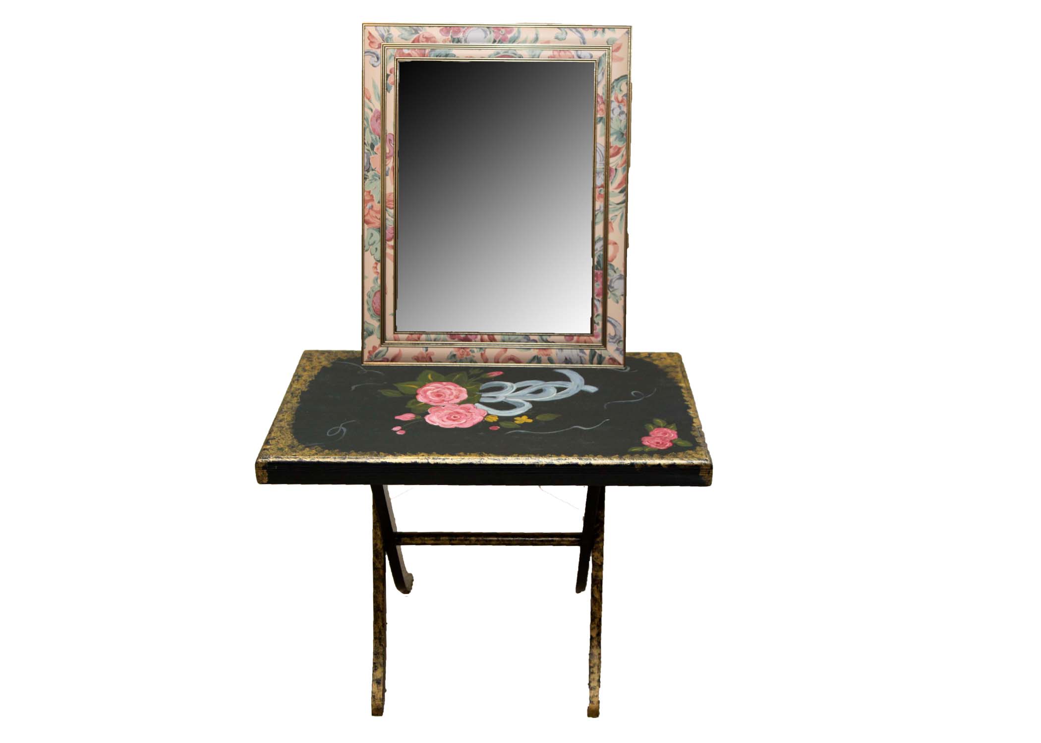 Hand Painted Folding Table with Mirror