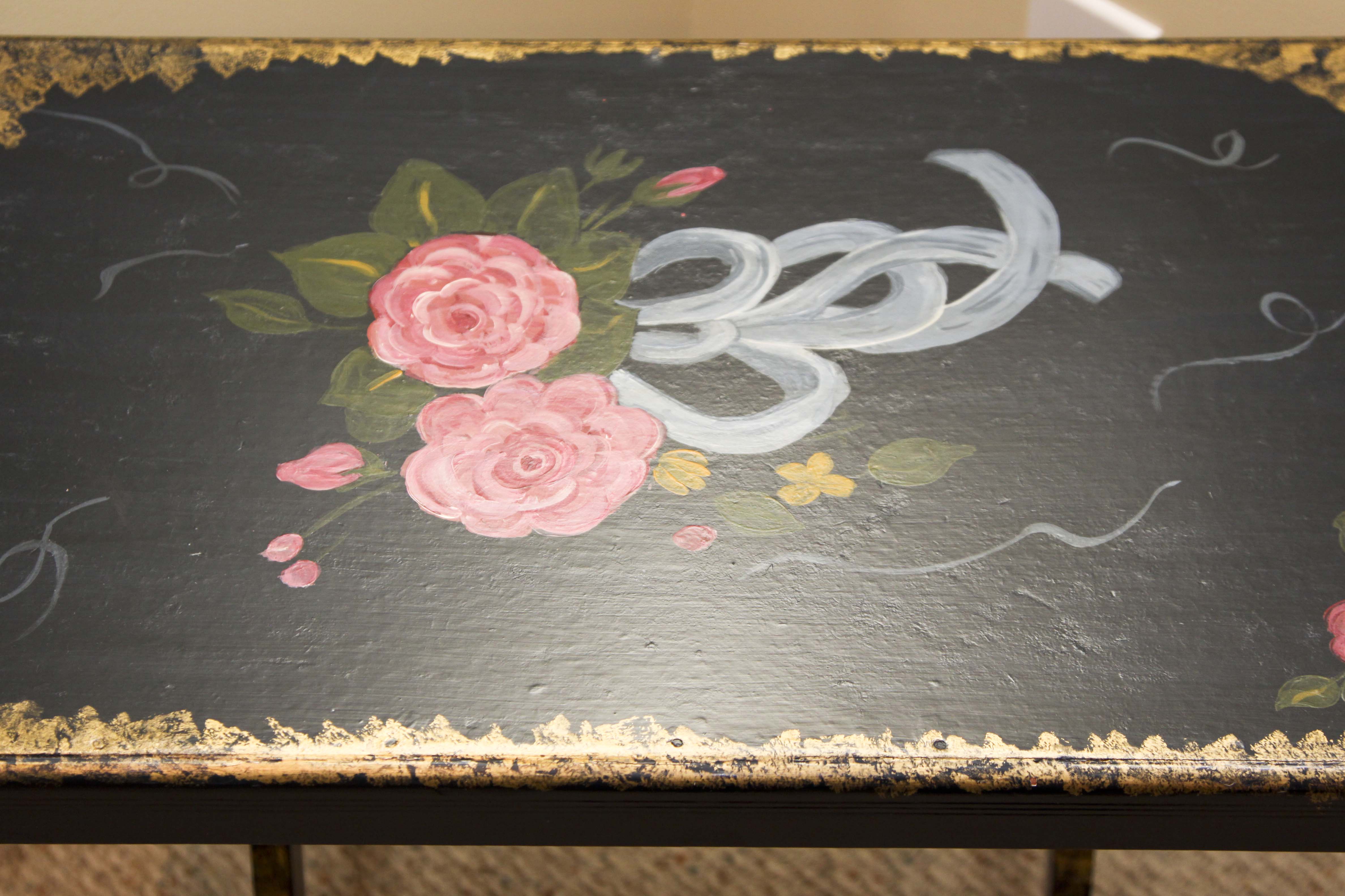 Hand Painted Folding Table with Mirror