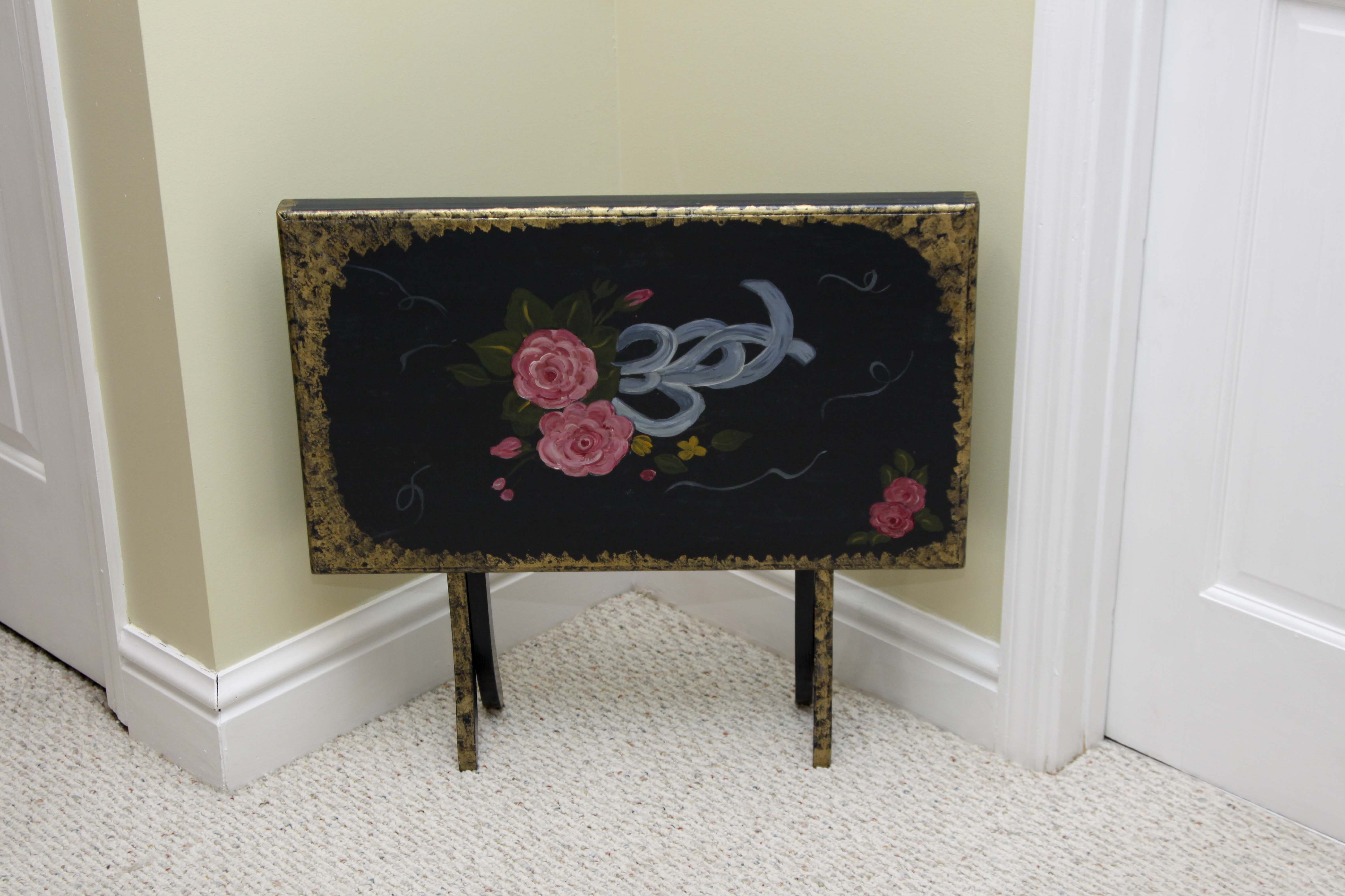 Hand Painted Folding Table with Mirror