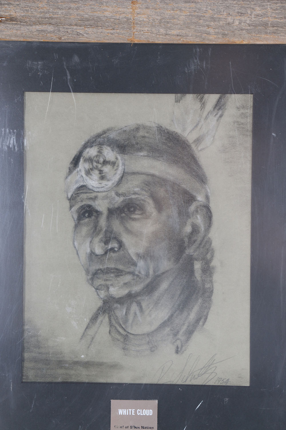 R. Schultz Original Signed Native American Inspired Drawing "White Cloud"