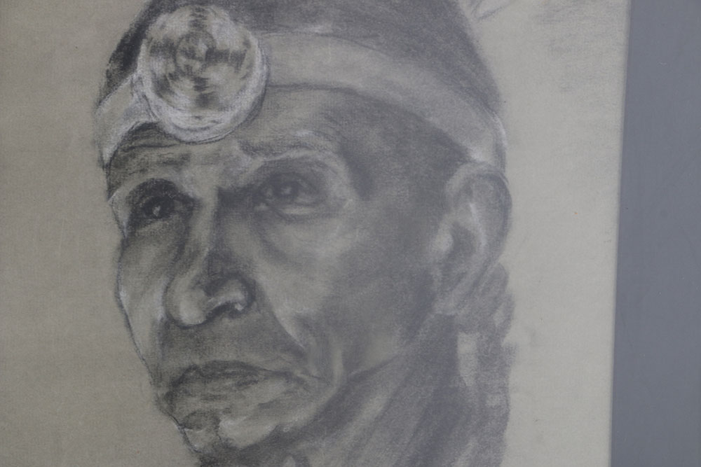 R. Schultz Original Signed Native American Inspired Drawing "White Cloud"