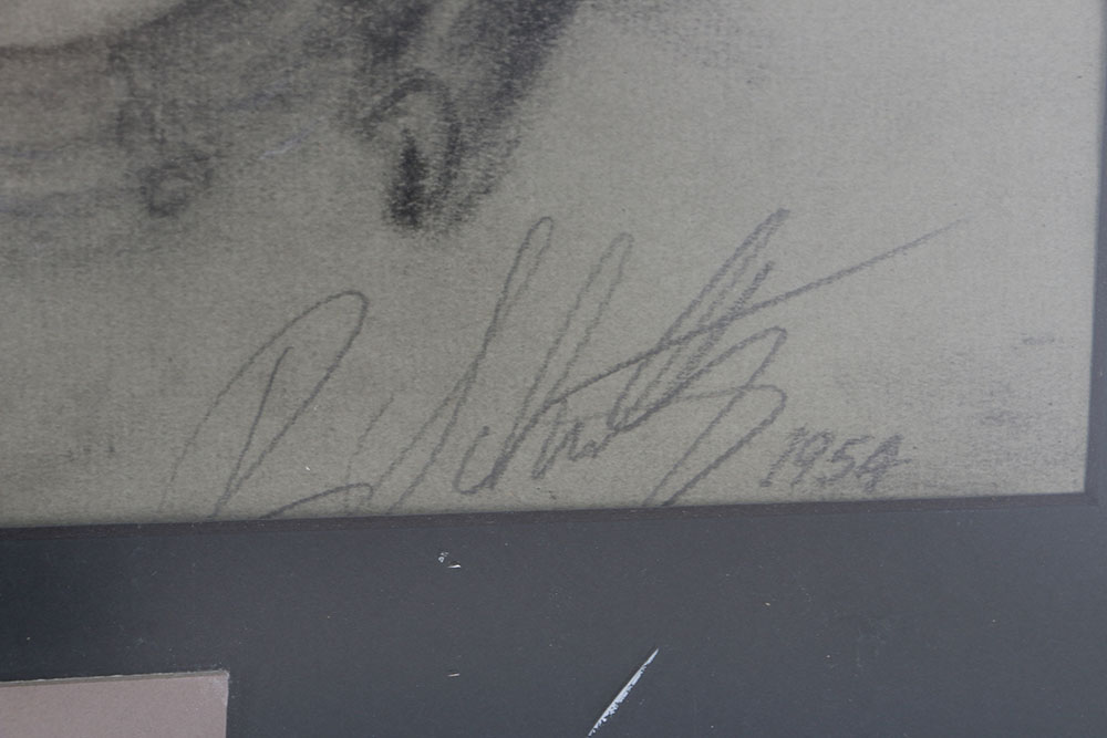 R. Schultz Original Signed Native American Inspired Drawing "White Cloud"