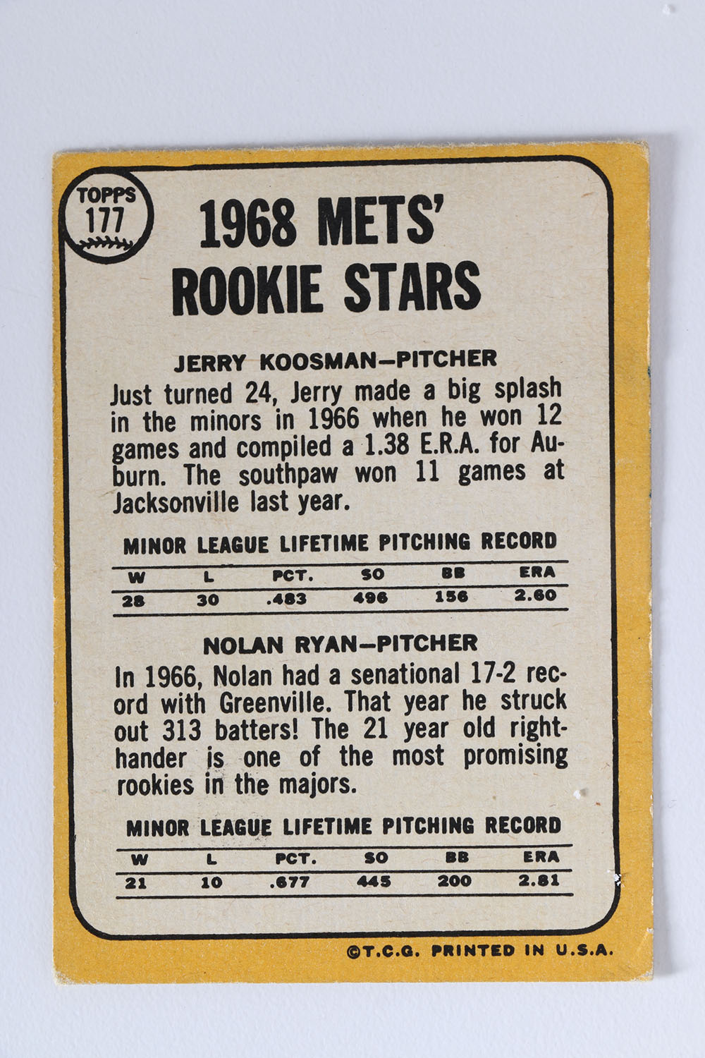 1968 Topps Mets Rookie Stars #177
