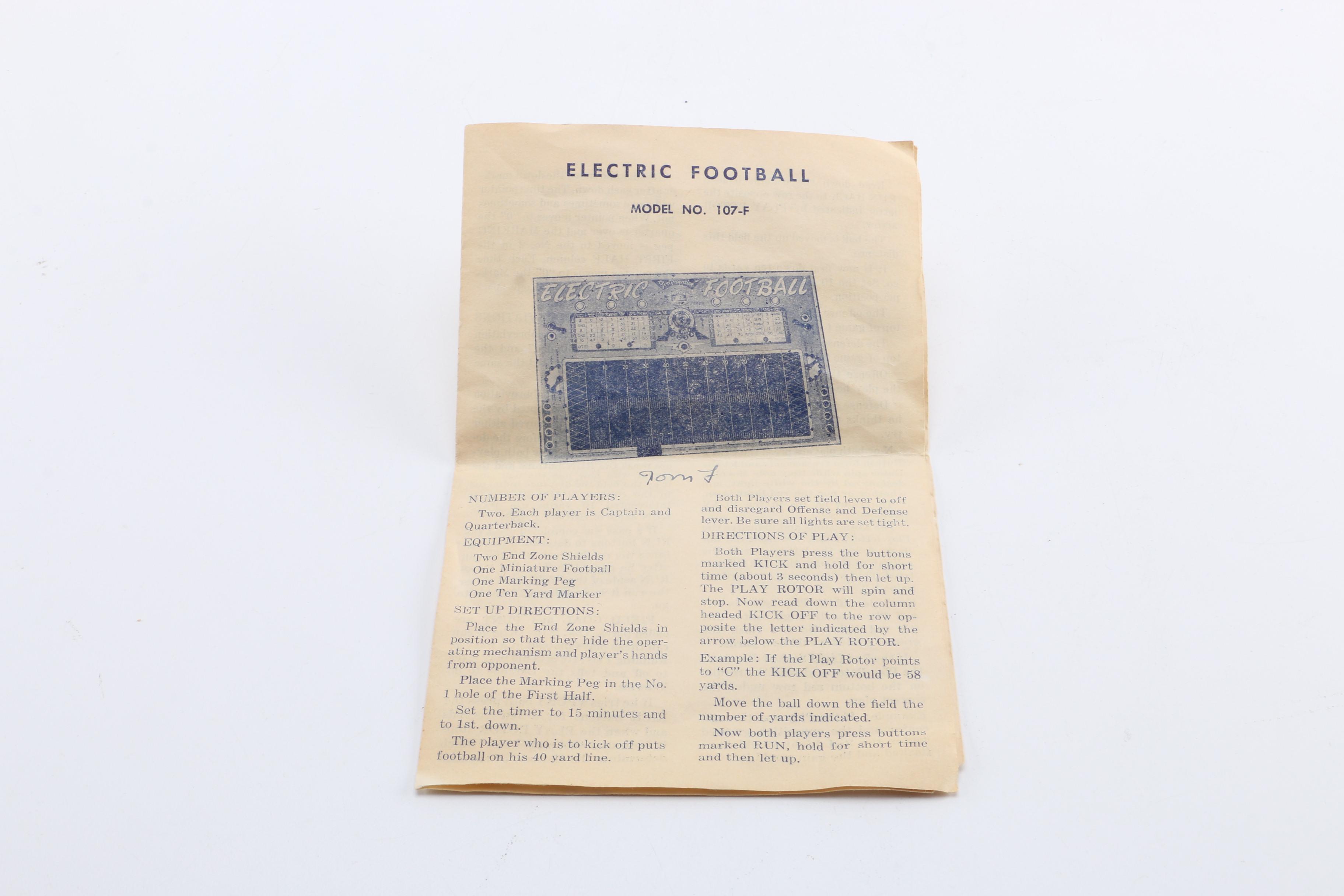 Circa 1950 Jim Prentice Electric Football Game