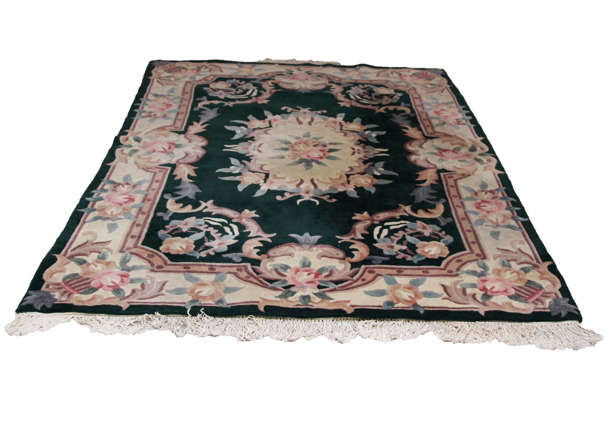 Tufted Chinese Aubusson-Style Carved Area Rug