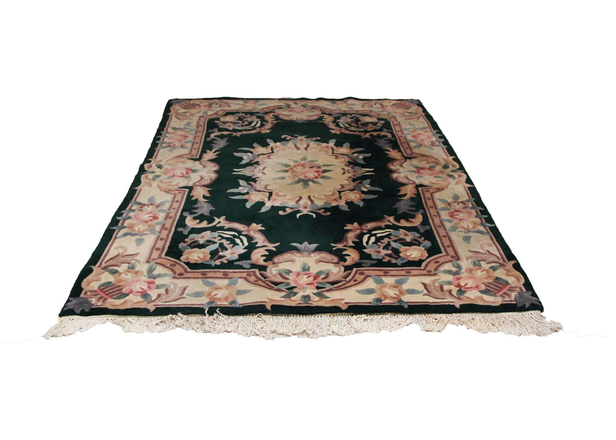 Tufted Chinese Aubusson-Style Carved Area Rug
